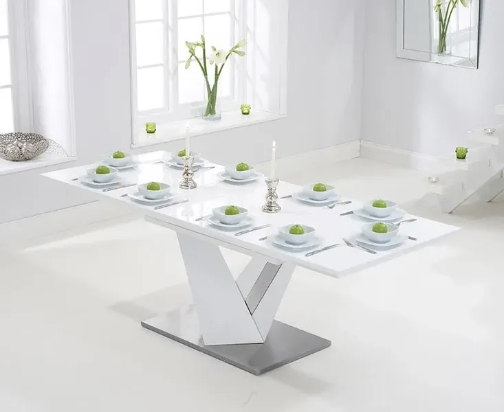 Santino Extendable Dining Table - White, High Gloss product