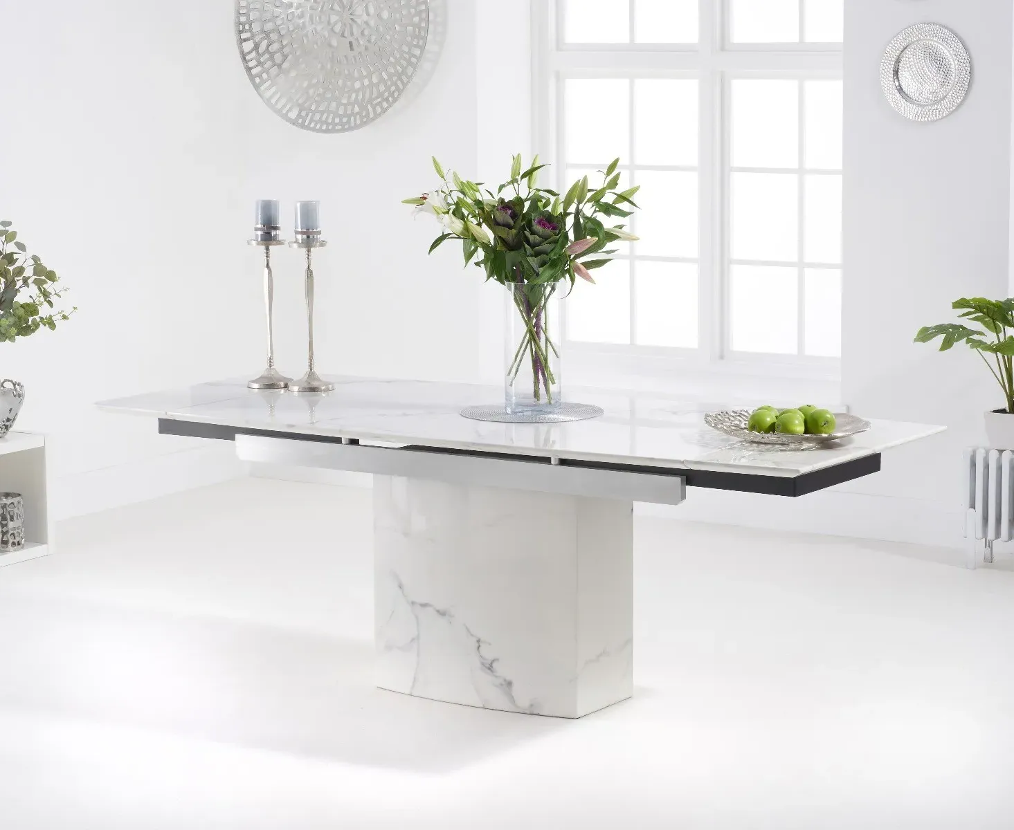 Savona Extendable Dining Table - White, Ceramic product