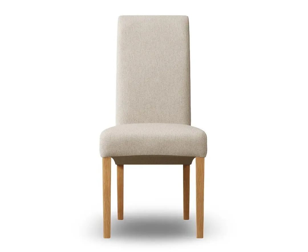Scroll Back Set of 2 Fabric Dining Chairs - Natural, Oak product