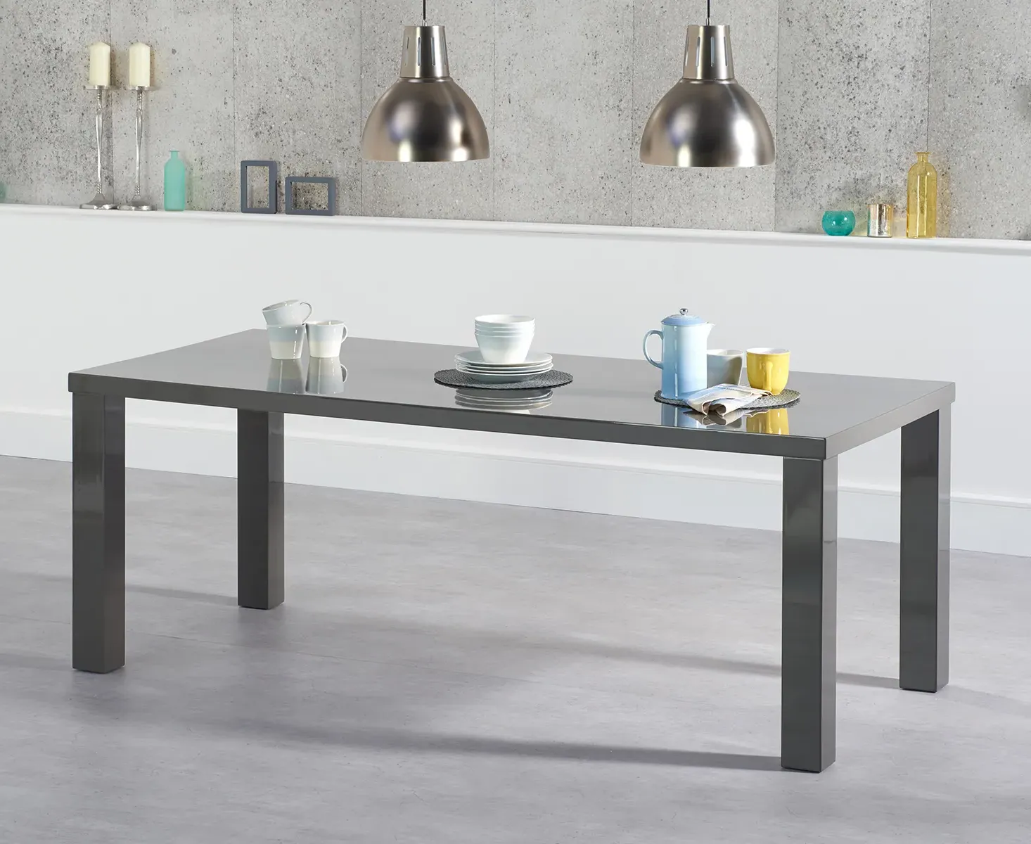 Seattle Dining Table - Dark Grey, High Gloss product