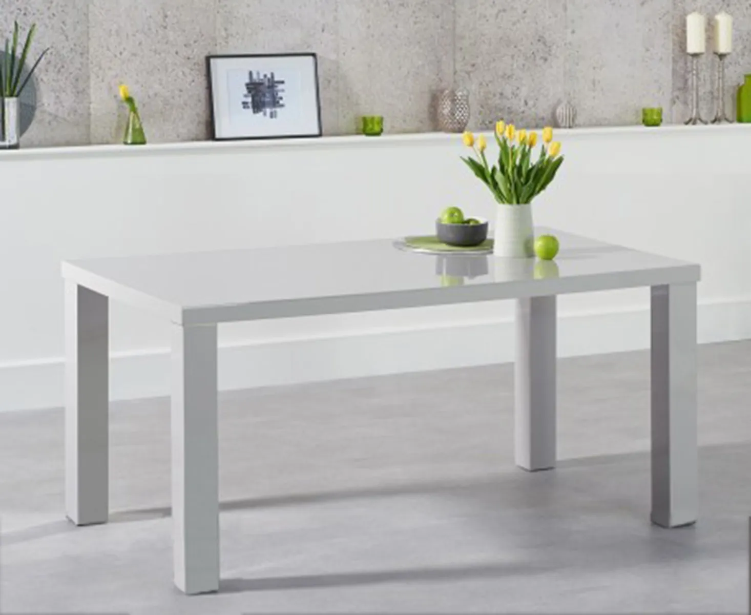 Seattle Dining Table - Light Grey, High Gloss product