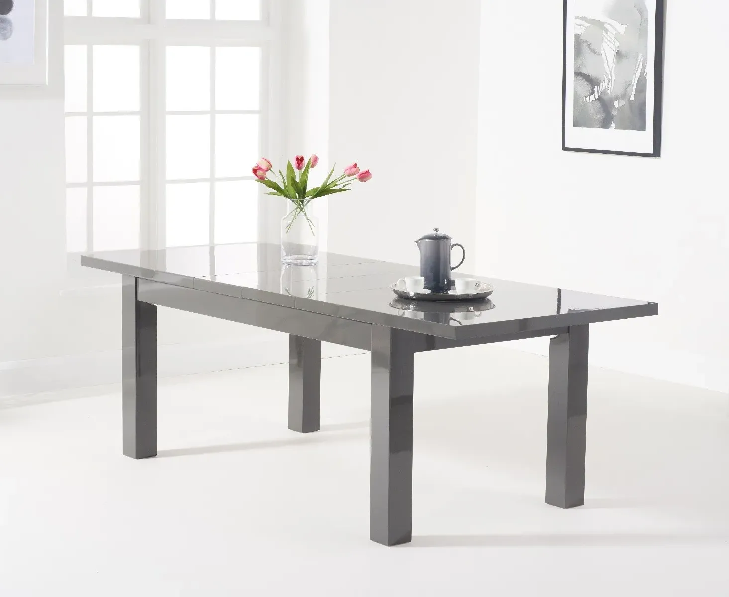 Seattle Extendable Dining Table - Dark Grey, High Gloss product