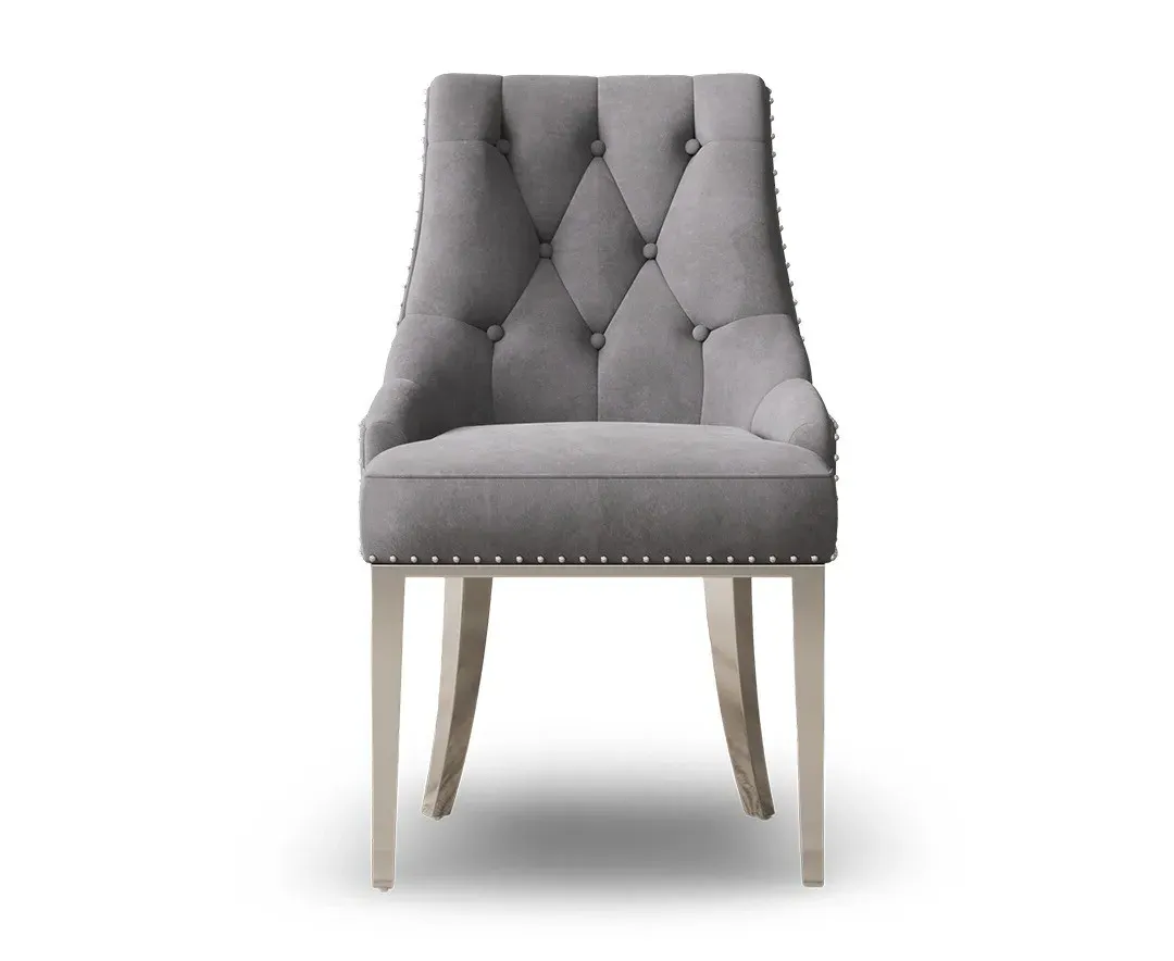 Sienna Dining Chairs Set of 2 - Grey, Velvet product