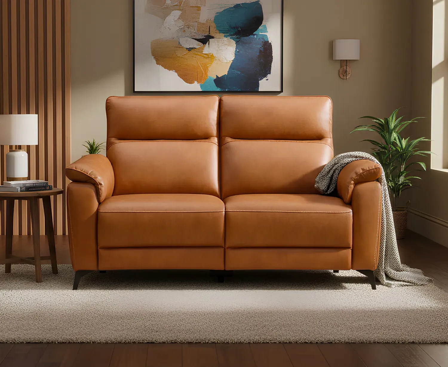 Sinclair 2-Seater Reclining Sofa - Cognac, Leather product