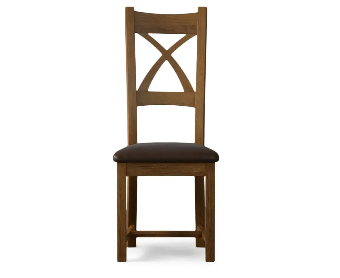 Solid Oak X Back Dining Chairs Set of 2 - Brown product