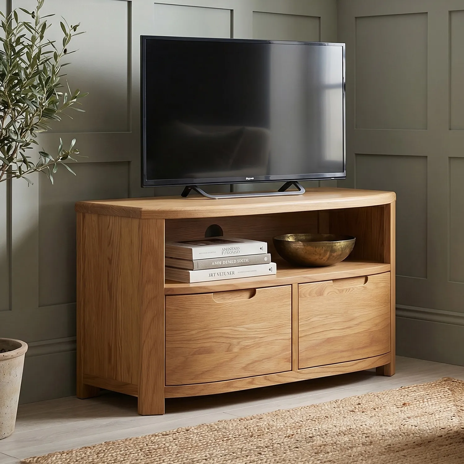 Somerton Small TV Unit with Soft-Close Hinges - Oak, Solid Oak product