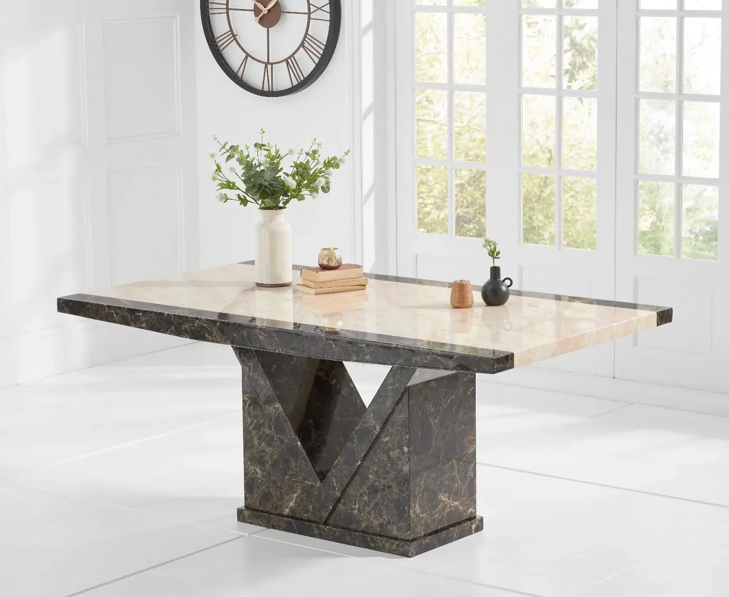 Tenore Dining Table - Brown, Marble product