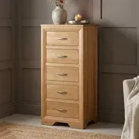 Tilt 5 Drawer Tallboy - Oak, Solid Oak alternate view