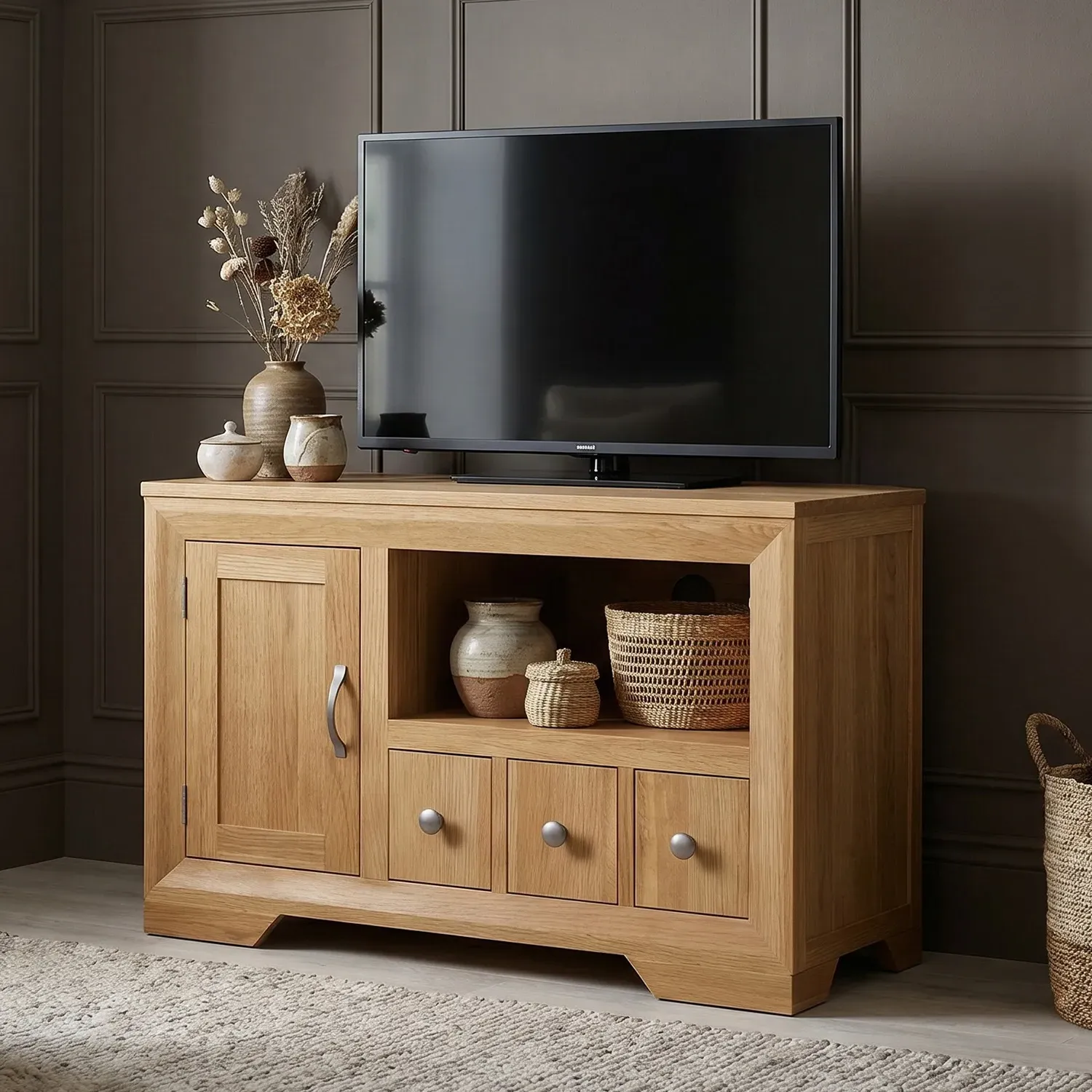 Tilt Corner TV Cabinet - Oak, Solid Oak product