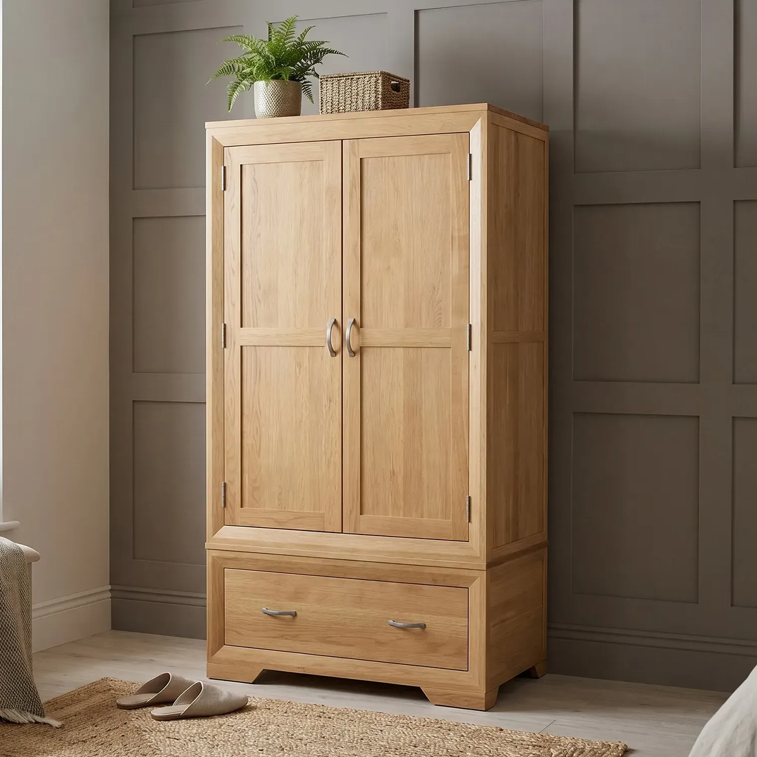 Tilt Double Wardrobe - Oak, Solid Oak product