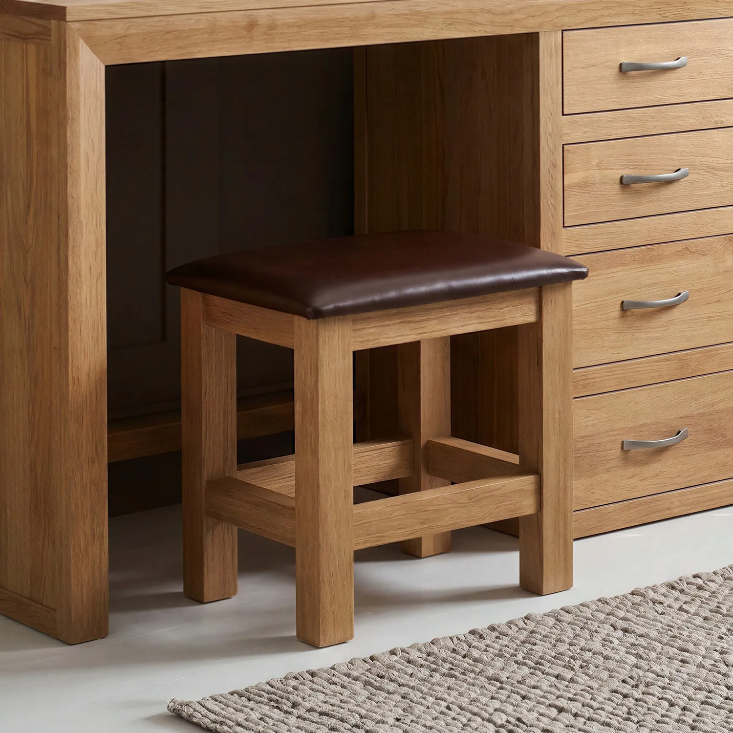 Tilt Dressing Table Stool - Oak, Solid Oak product