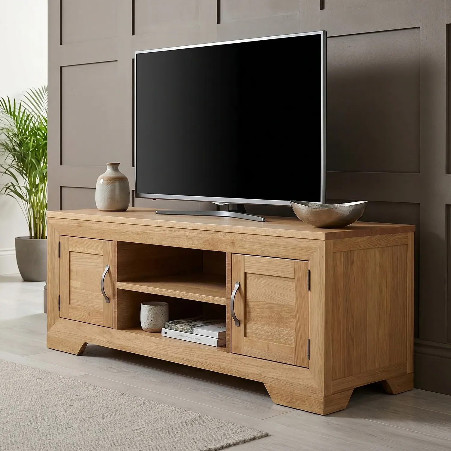 Tilt Super Wide TV Cabinet - Oak, Solid Oak product