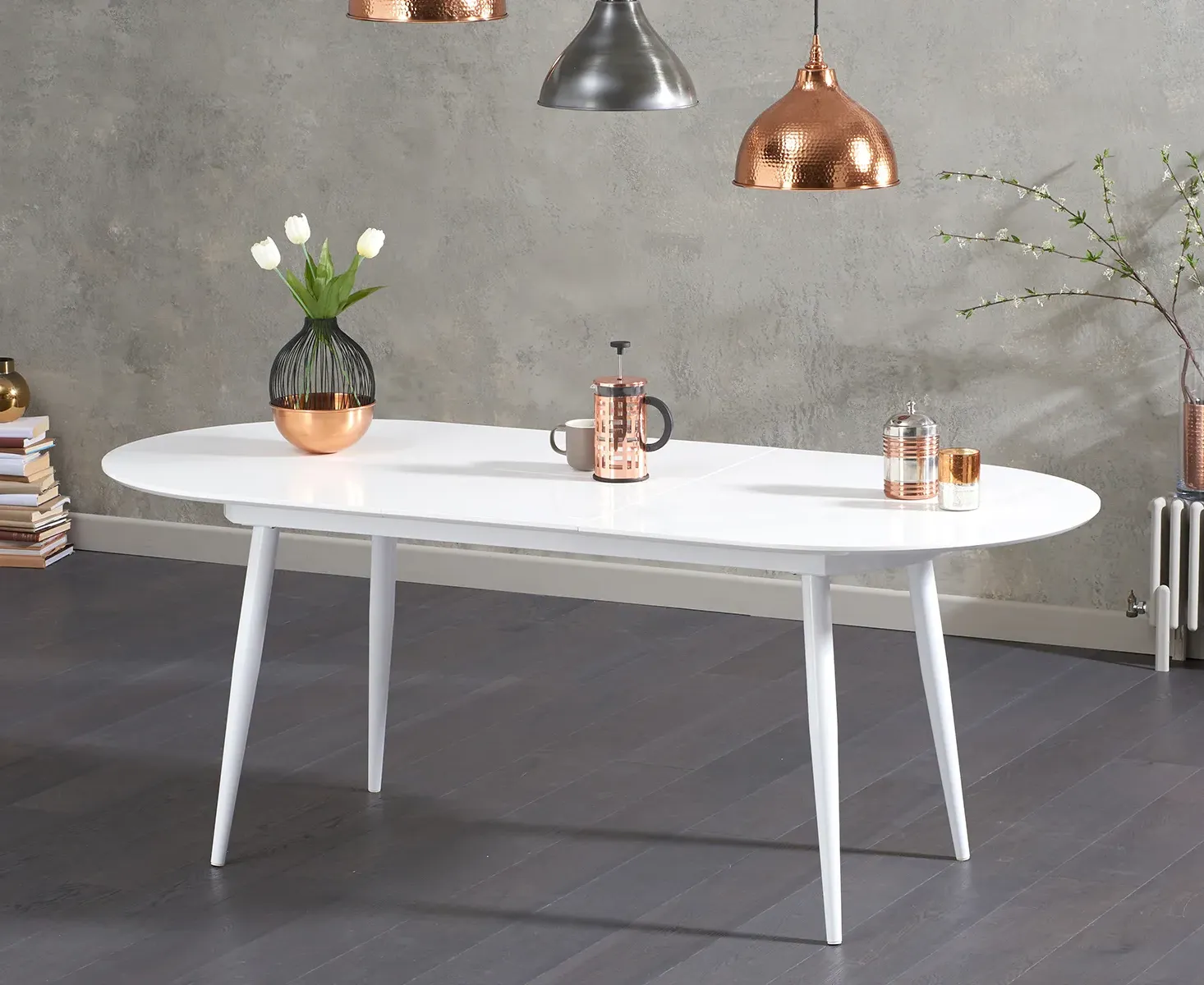 Veneti Extendable Dining Table - White, High Gloss product