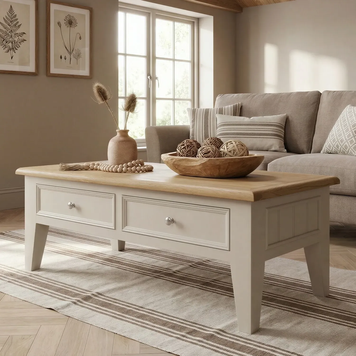 Weymouth 4 Drawer Coffee Table - White, Oak product