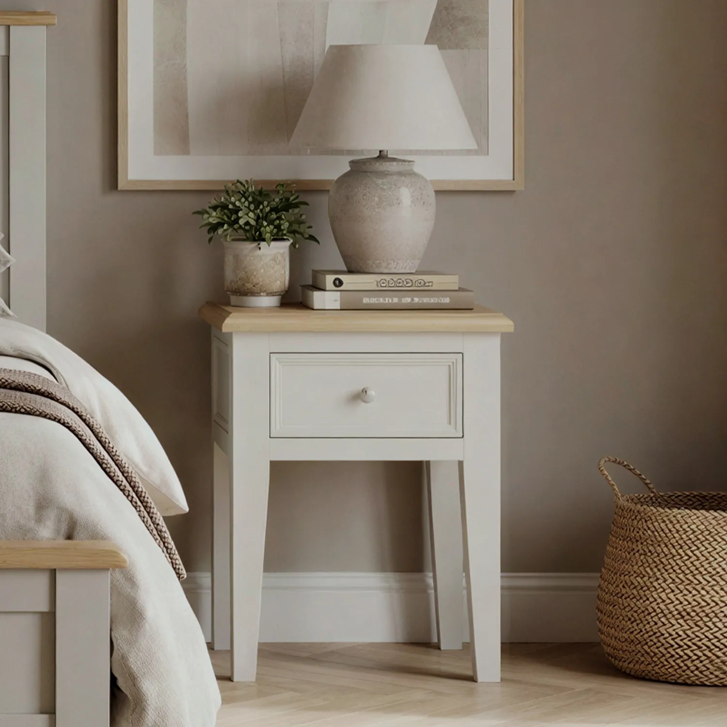 Weymouth Bedside Table - White, Oak product