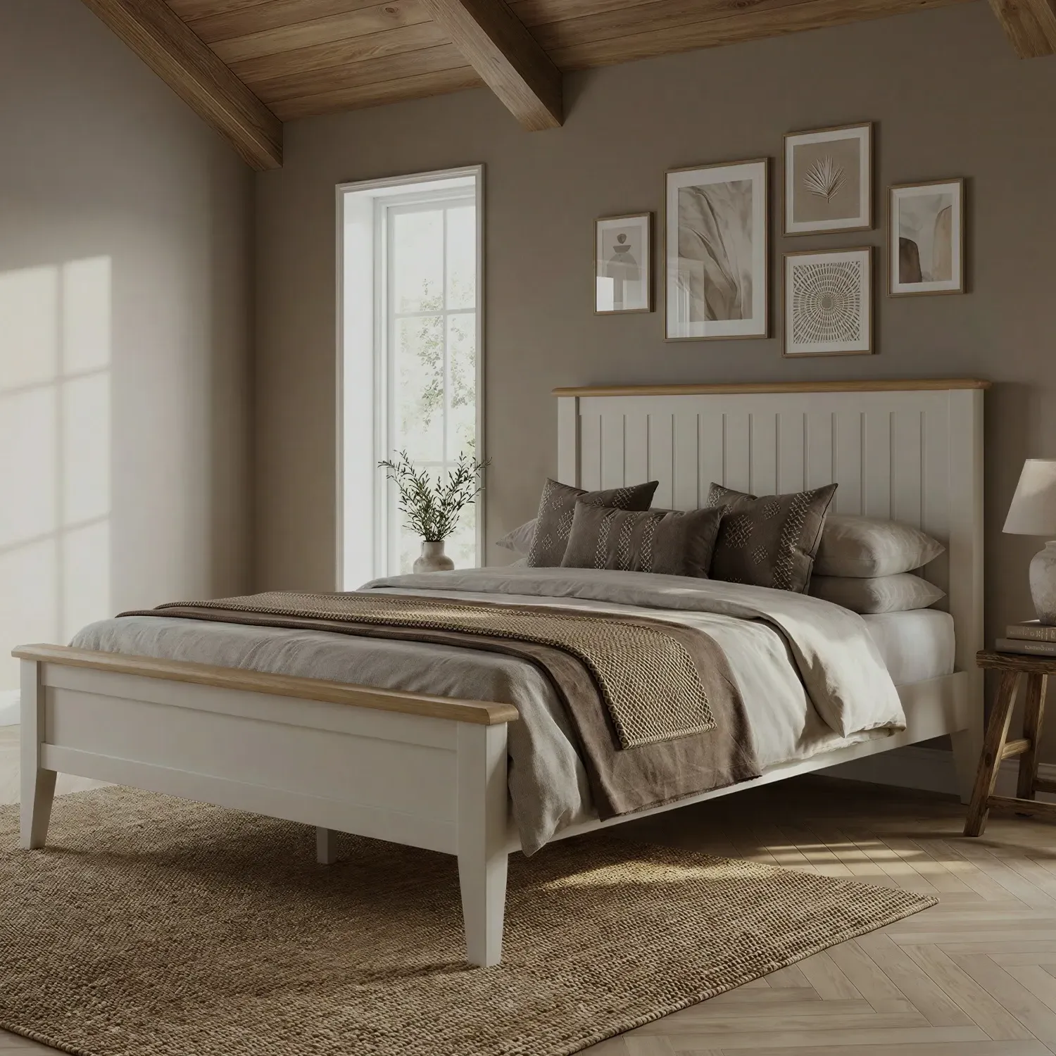 Weymouth Double Bed Frame - White, Oak product
