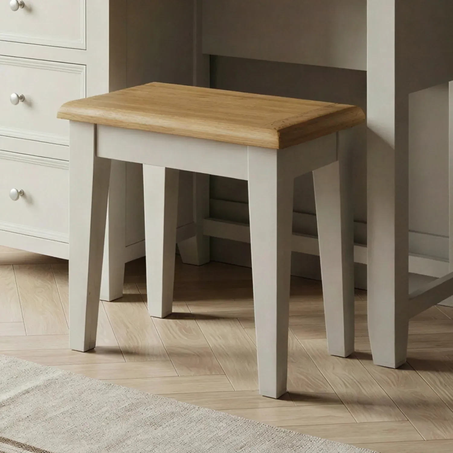 Weymouth Dressing Stool - White, Oak product