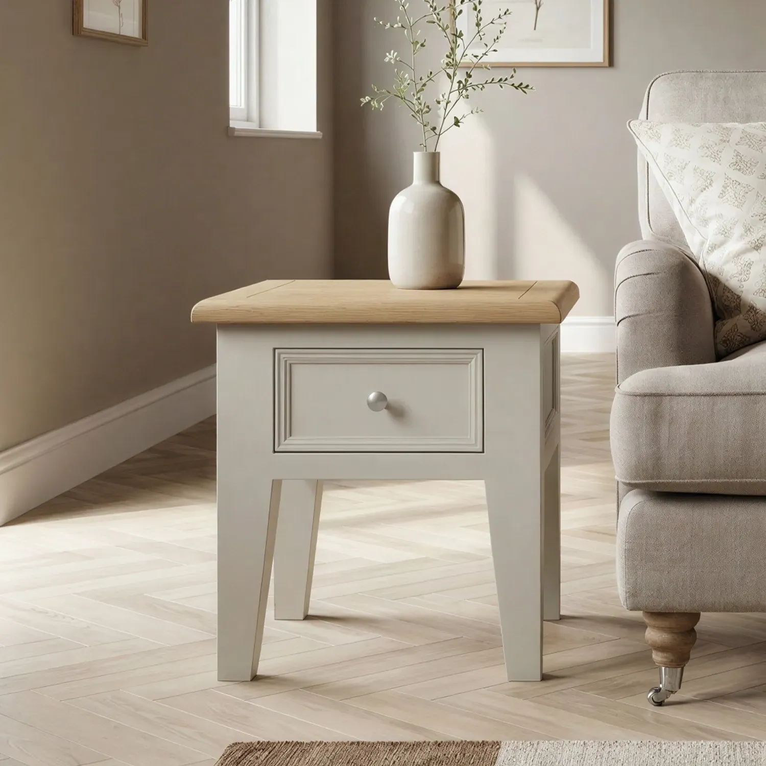 Weymouth Lamp Table - White, Oak product