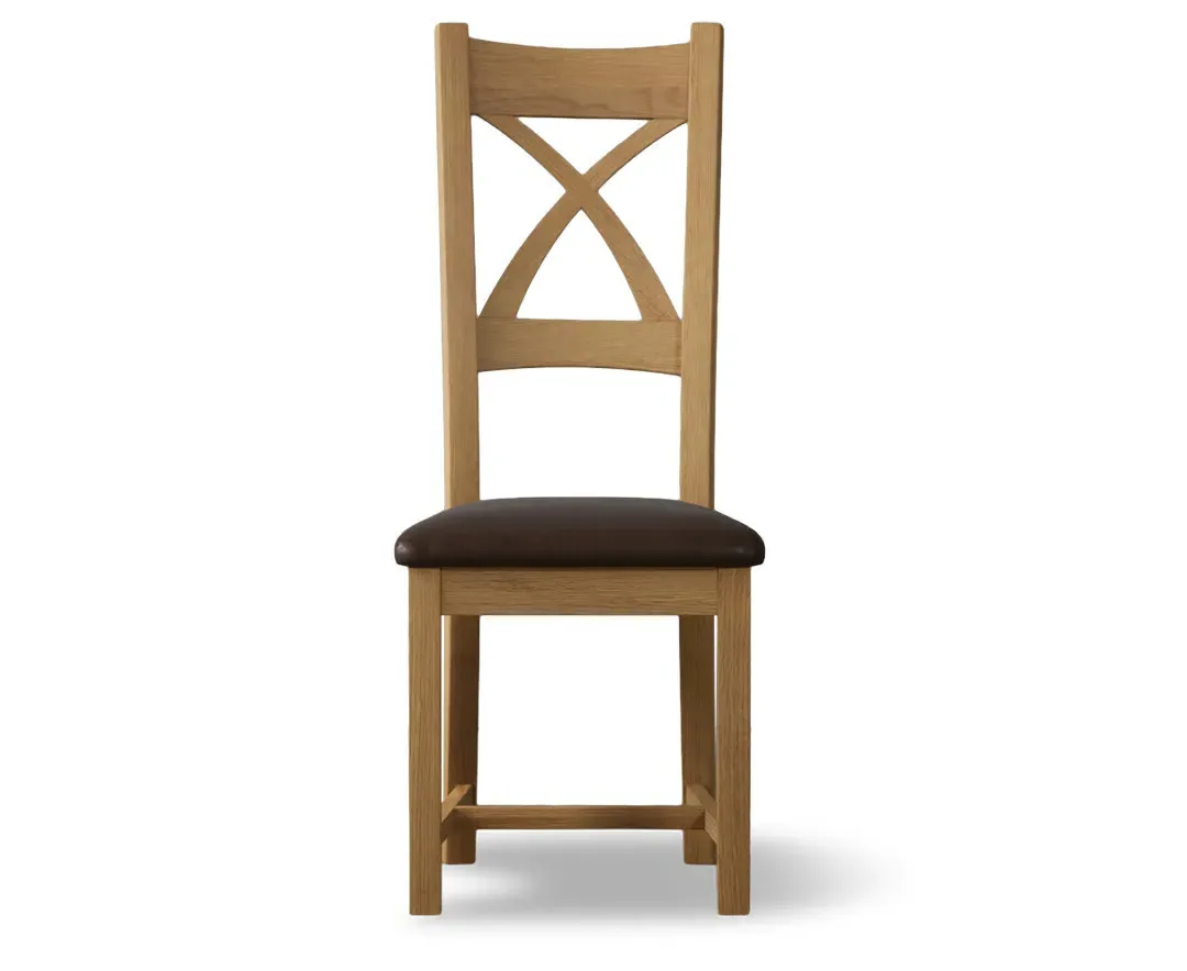 X Back Dining Chairs Set of 2 - Brown, Solid Oak product