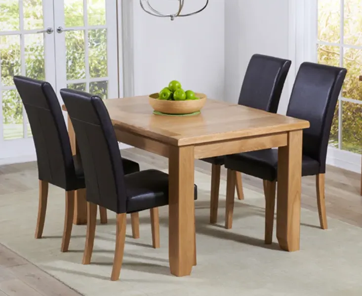 Yateley Extendable Dining Table & 4 Olivia Chairs - Oak, Black product