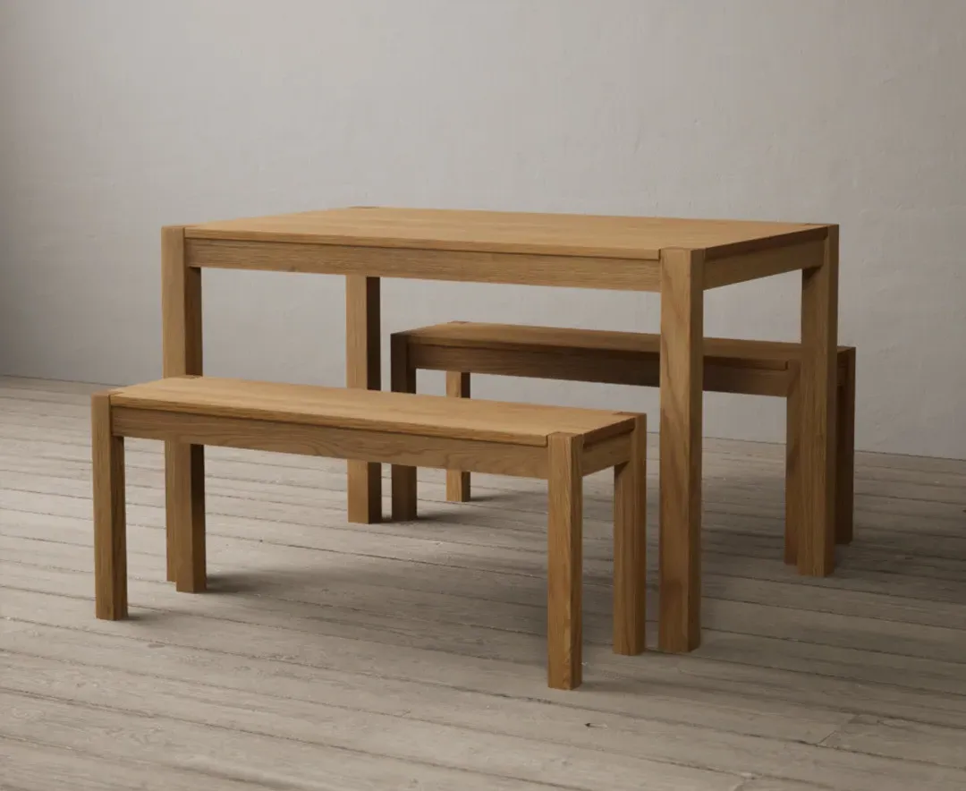 York Dining Table with 2 Benches - Oak, Solid Oak product
