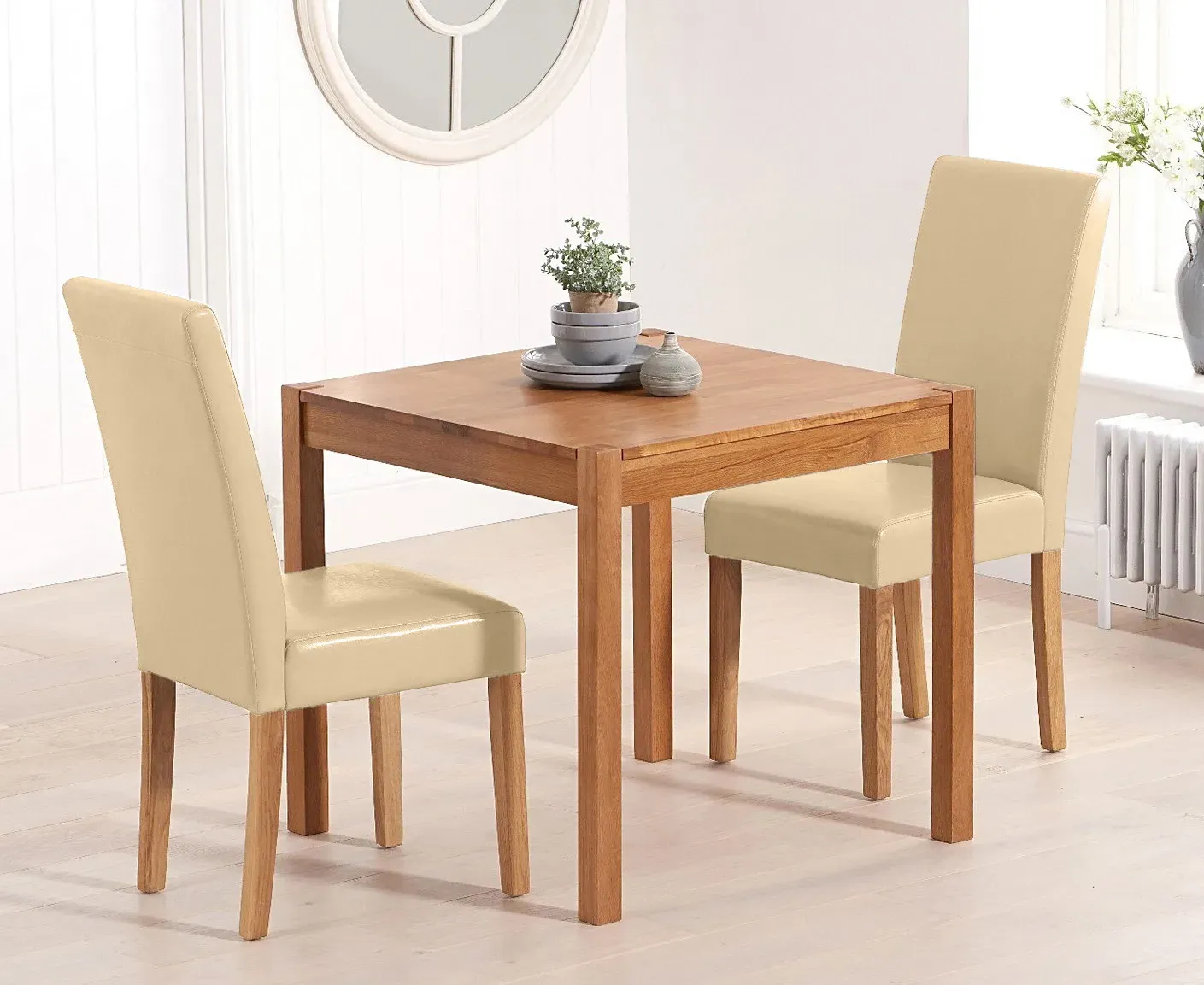 York Dining Table with 2 Cream Olivia Chairs - Oak product