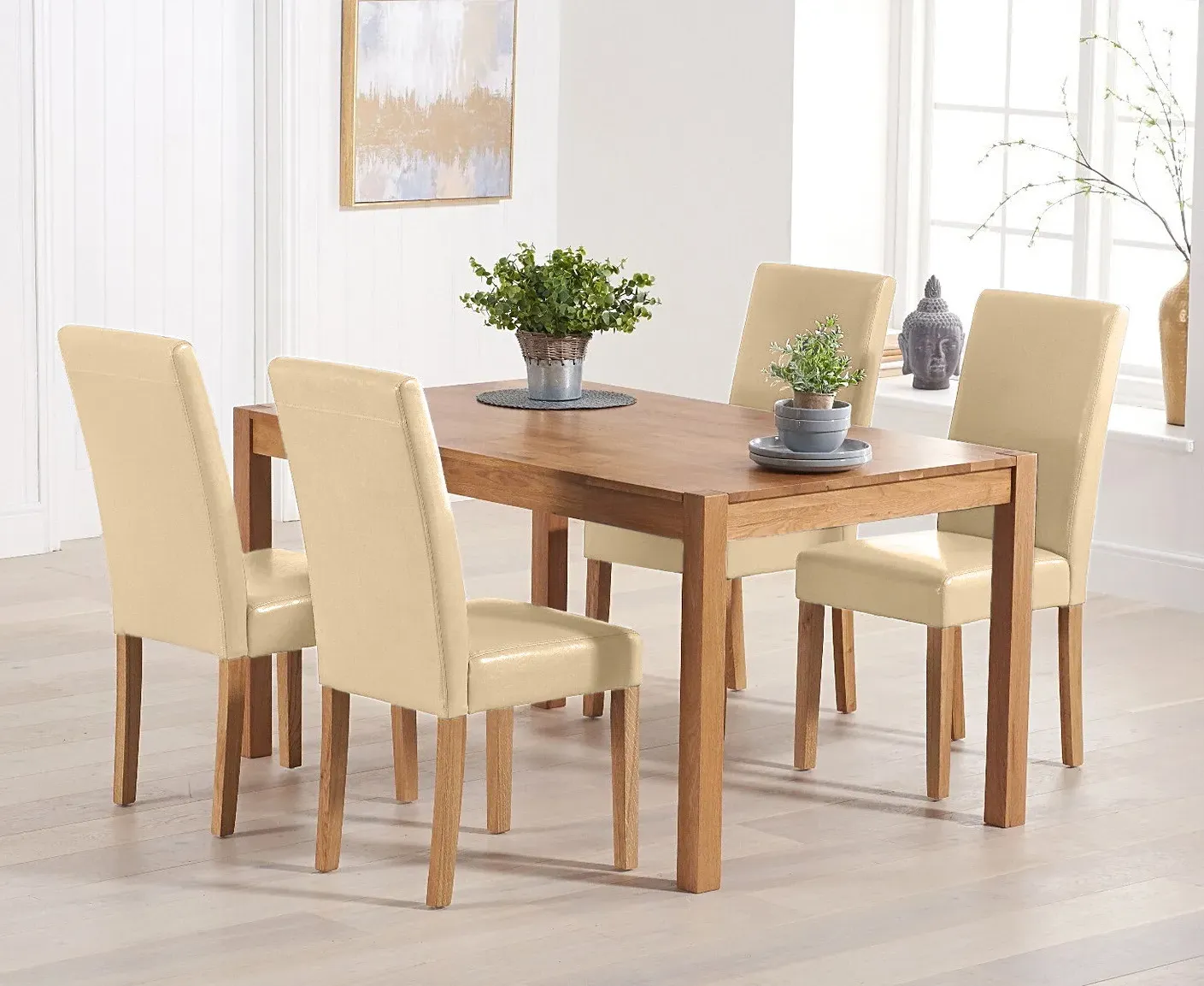 York Dining Table with 4 Olivia Chairs - Oak, Solid Oak product