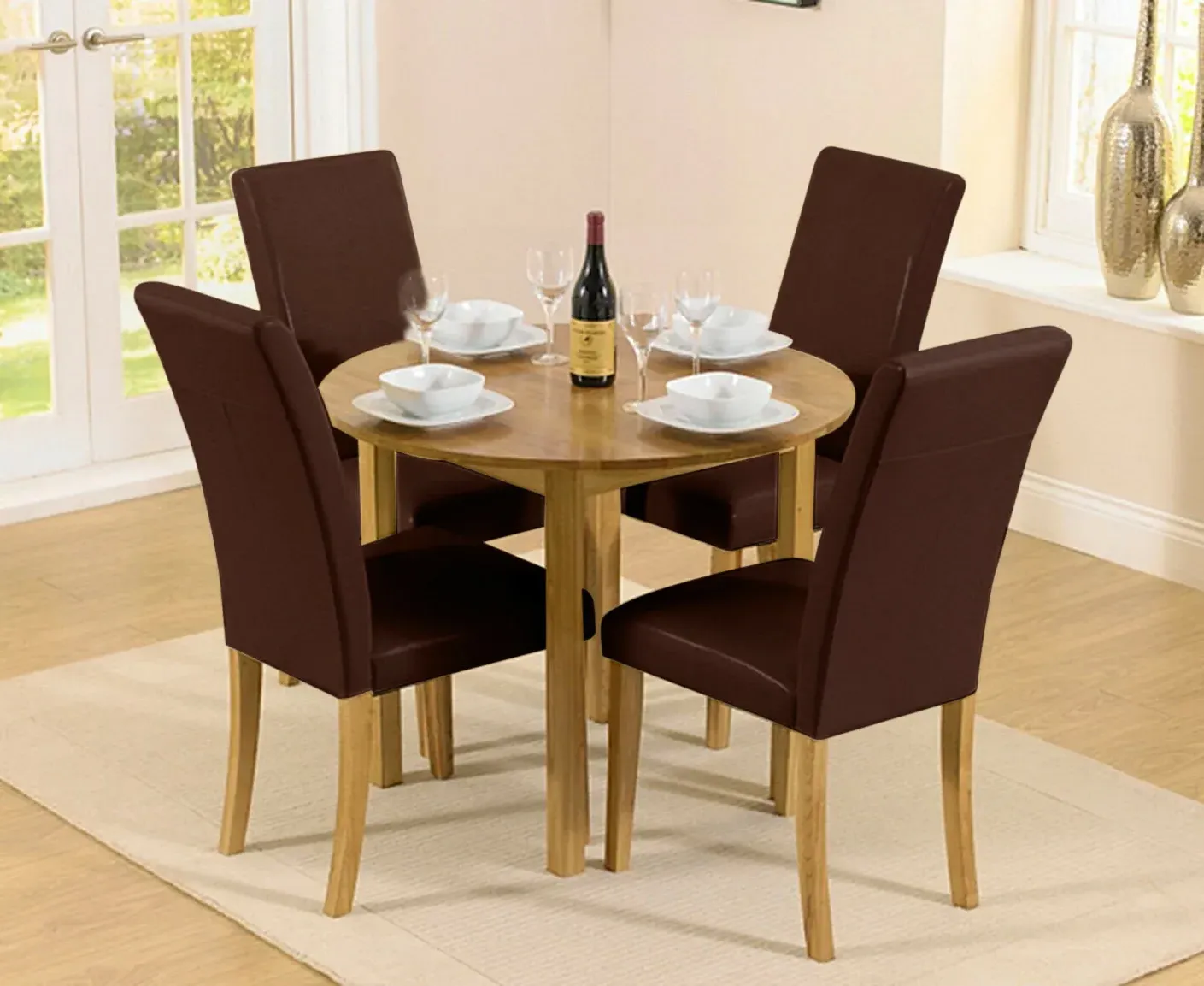 York Extendable Dining Table & 2 Brown Olivia Chairs - Oak product