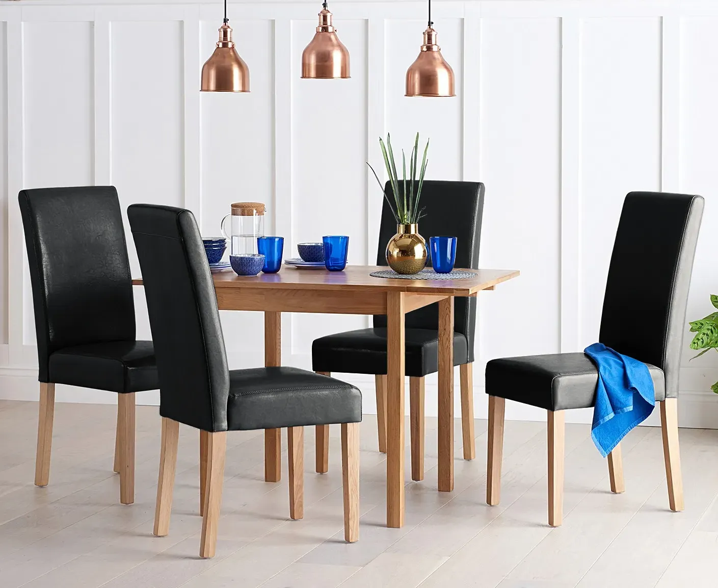 York Extendable Drop Leaf Dining Table & 2 Olivia Chairs - Oak product