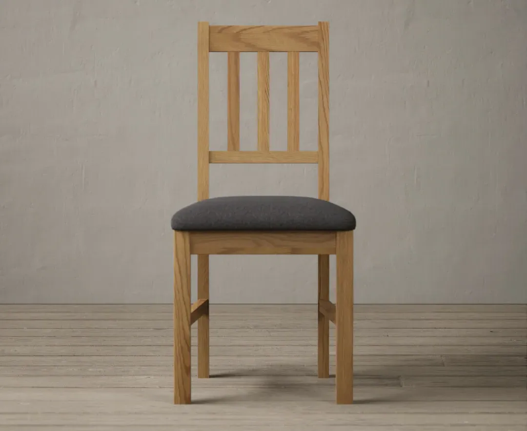 York Set of 2 Dining Chairs - Charcoal Grey, Solid Oak product