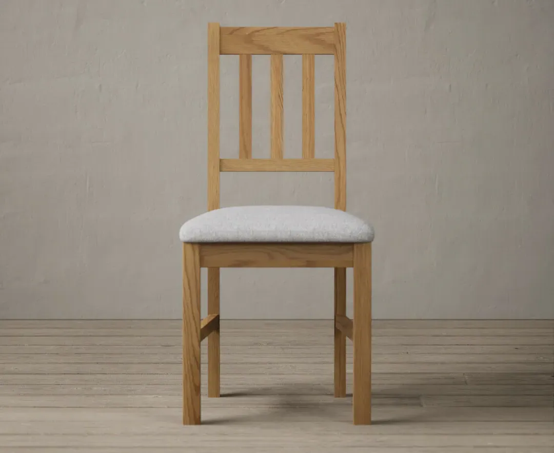 York Set of 2 Dining Chairs - Light Grey, Solid Oak product