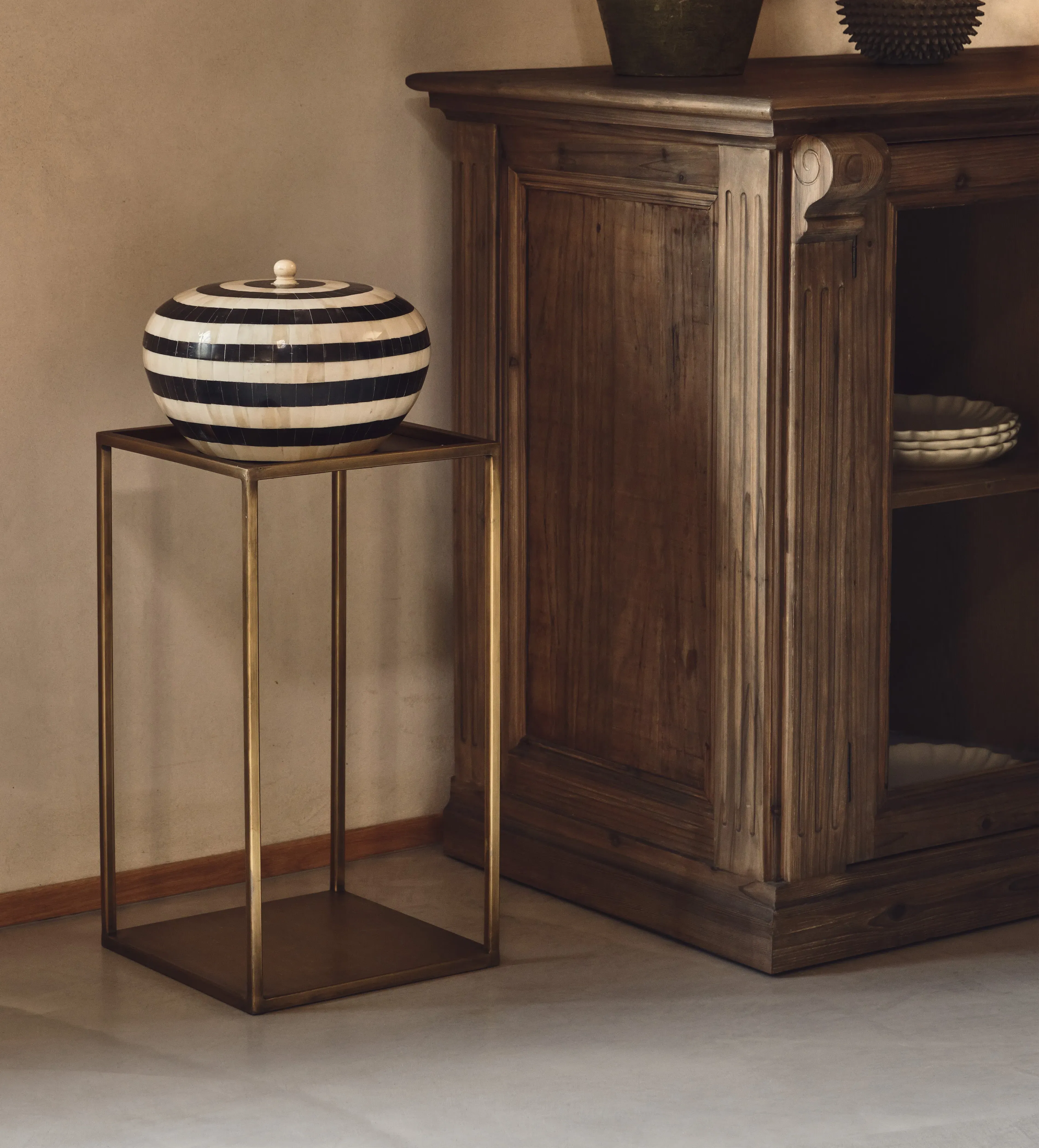 Neli Two-Tier Side Table - Antique Brass, Steel product