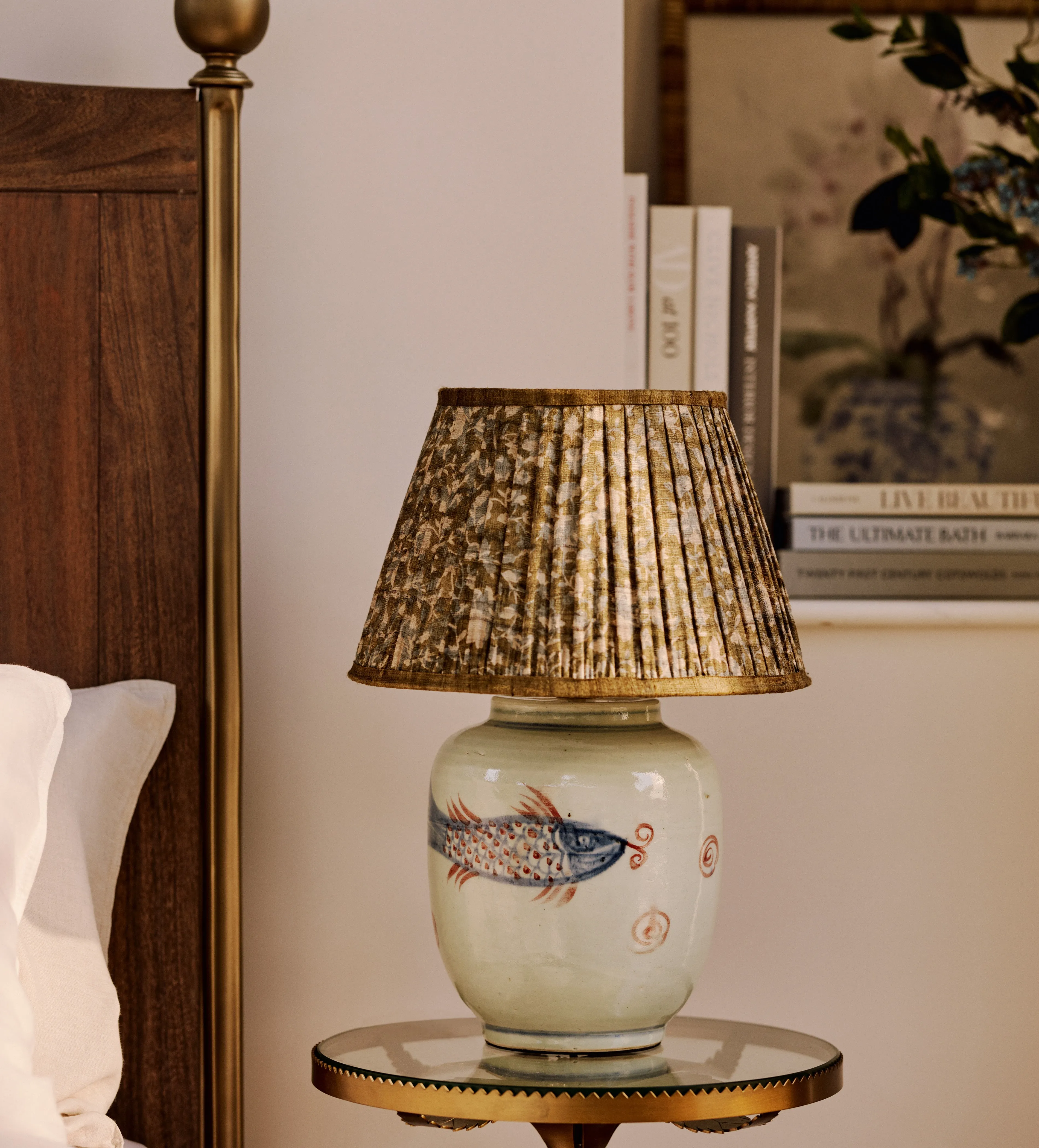 35cm Lampshade with Floral Pattern - Seafoam, Silk product