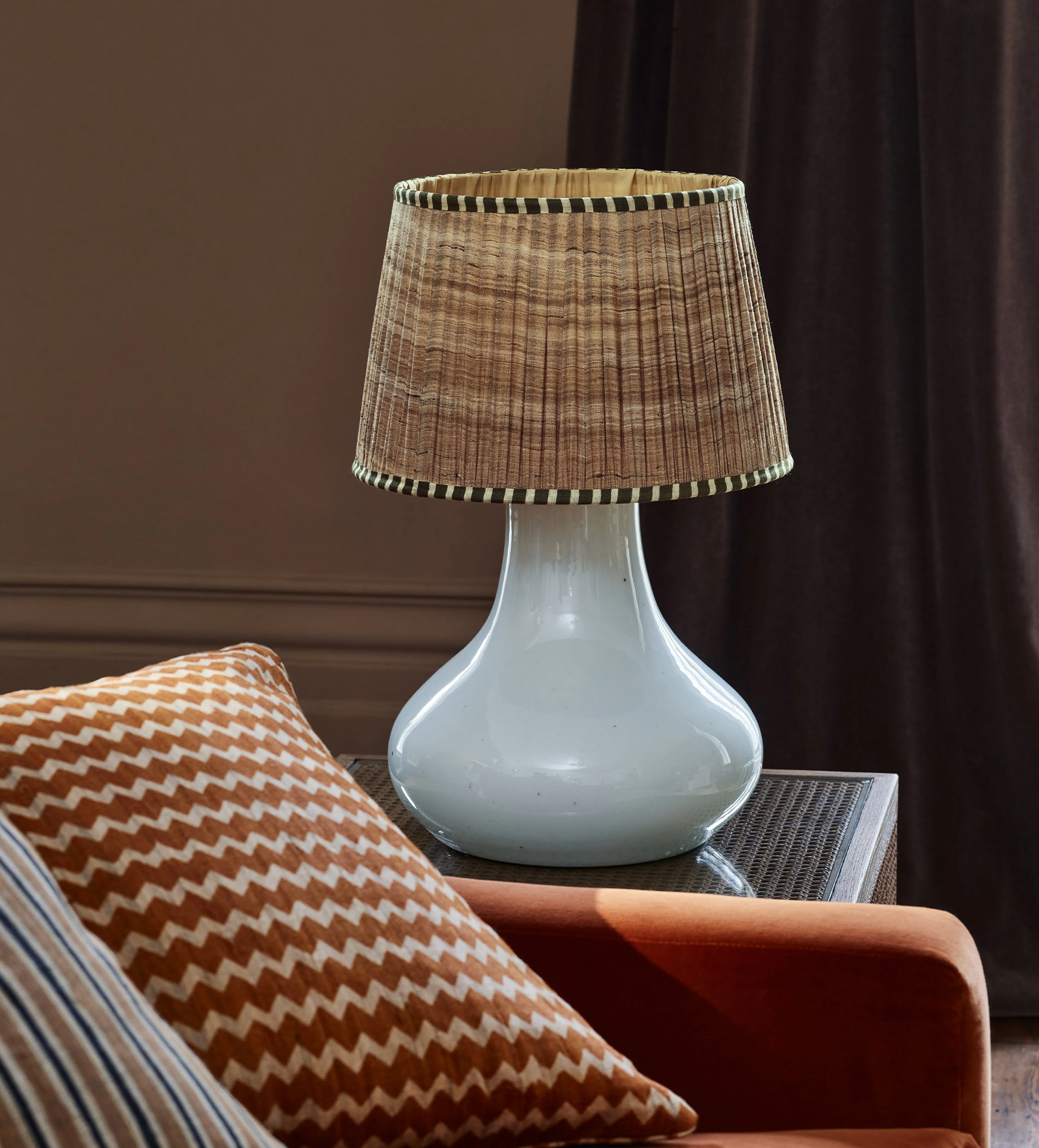 35cm Pleated Lampshade - Green, Silk product