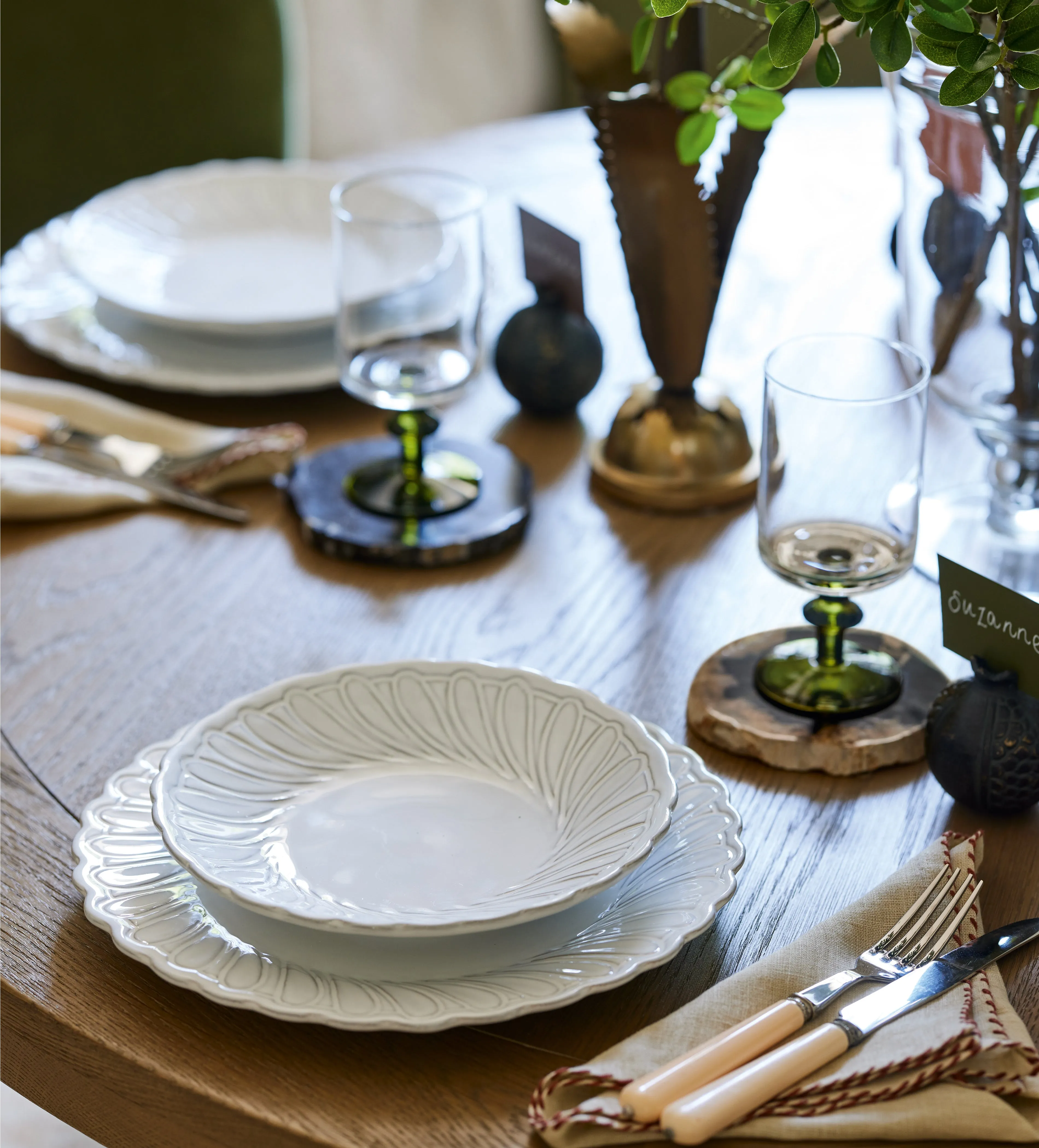 4-Piece Pasta Bowl Set - White, Ceramic by OKA