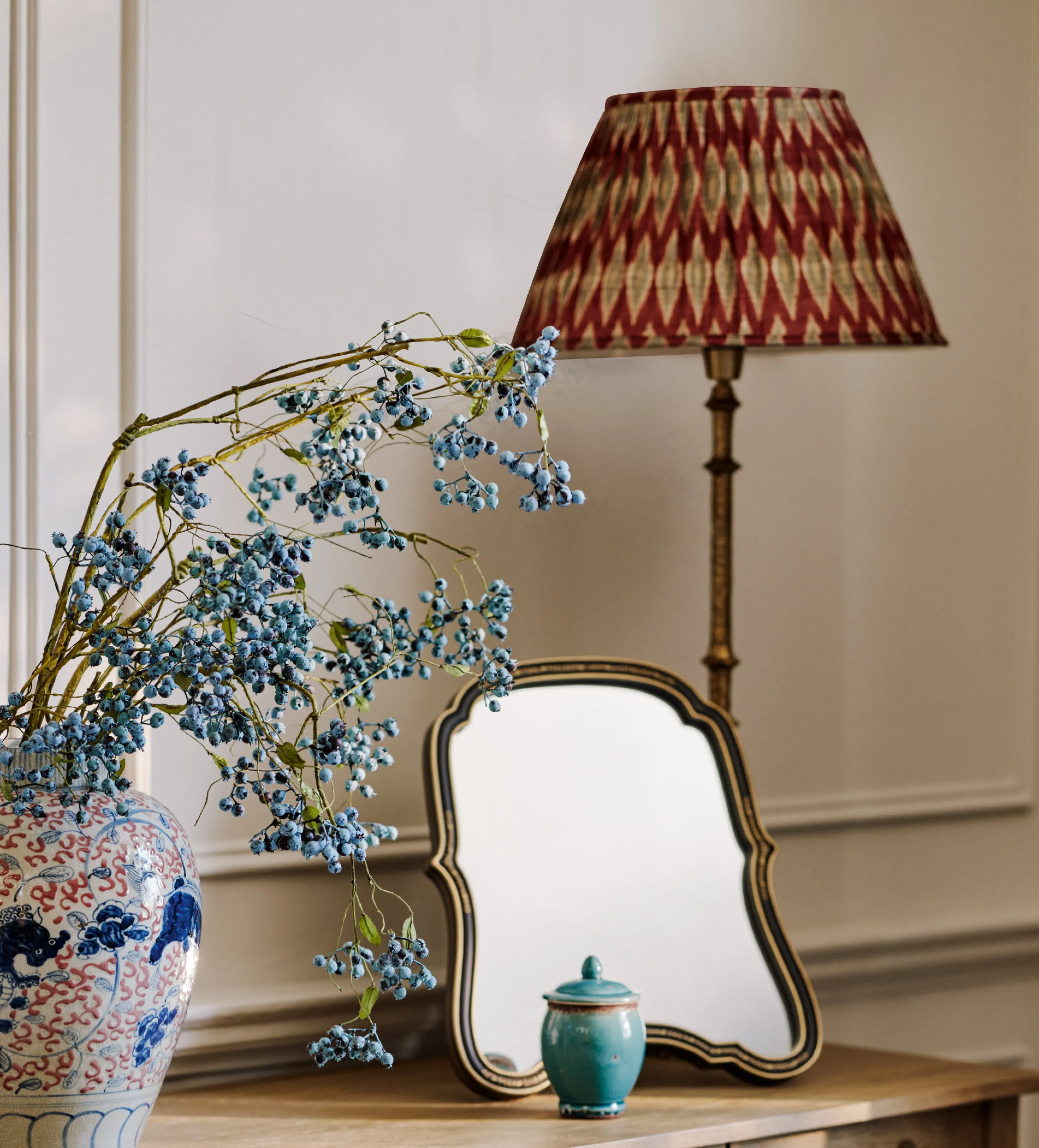 45cm Empire Lampshade - Warm Red, Silk by OKA