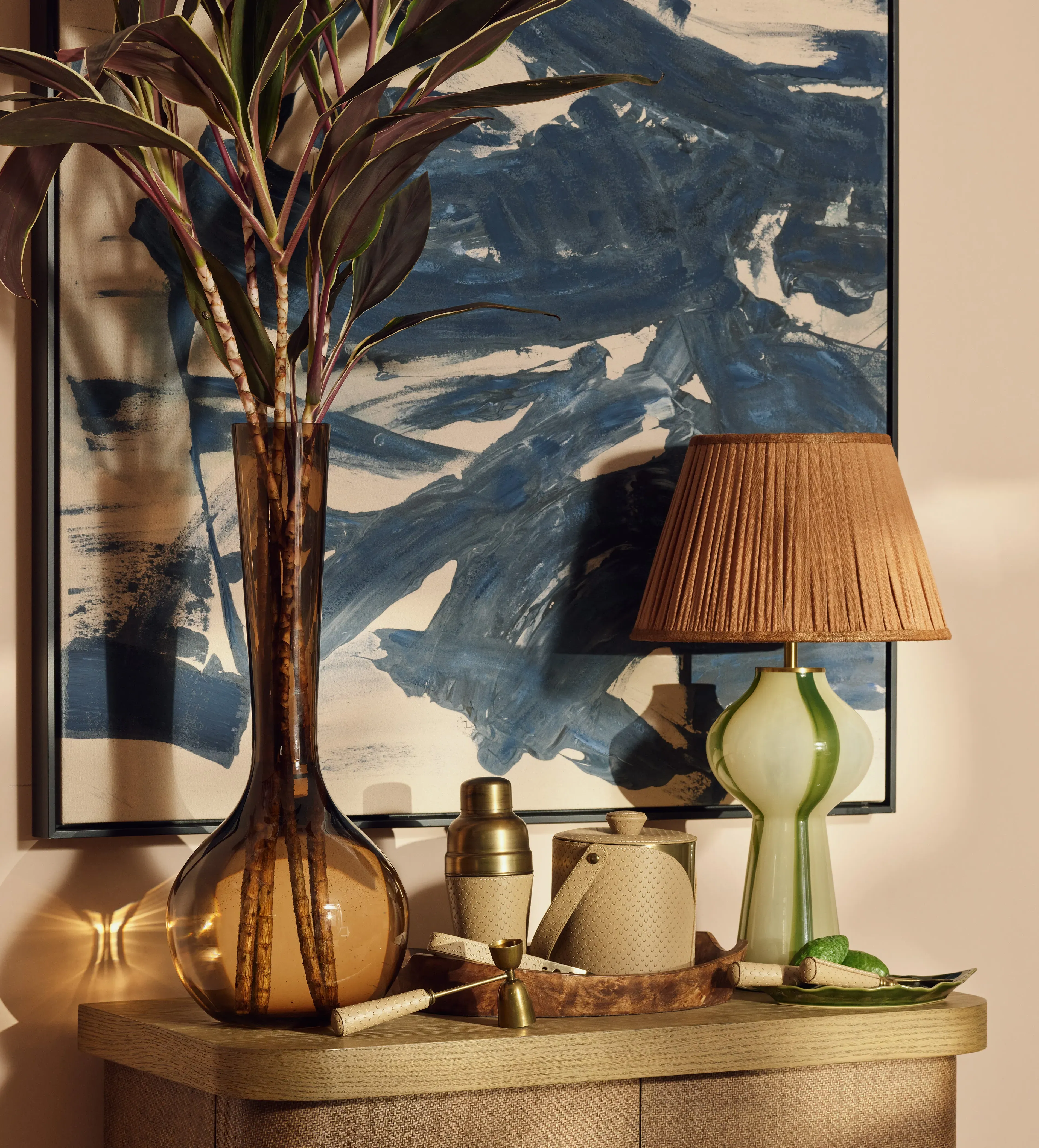 45cm Pleated Lampshade - Apricot, Linen product