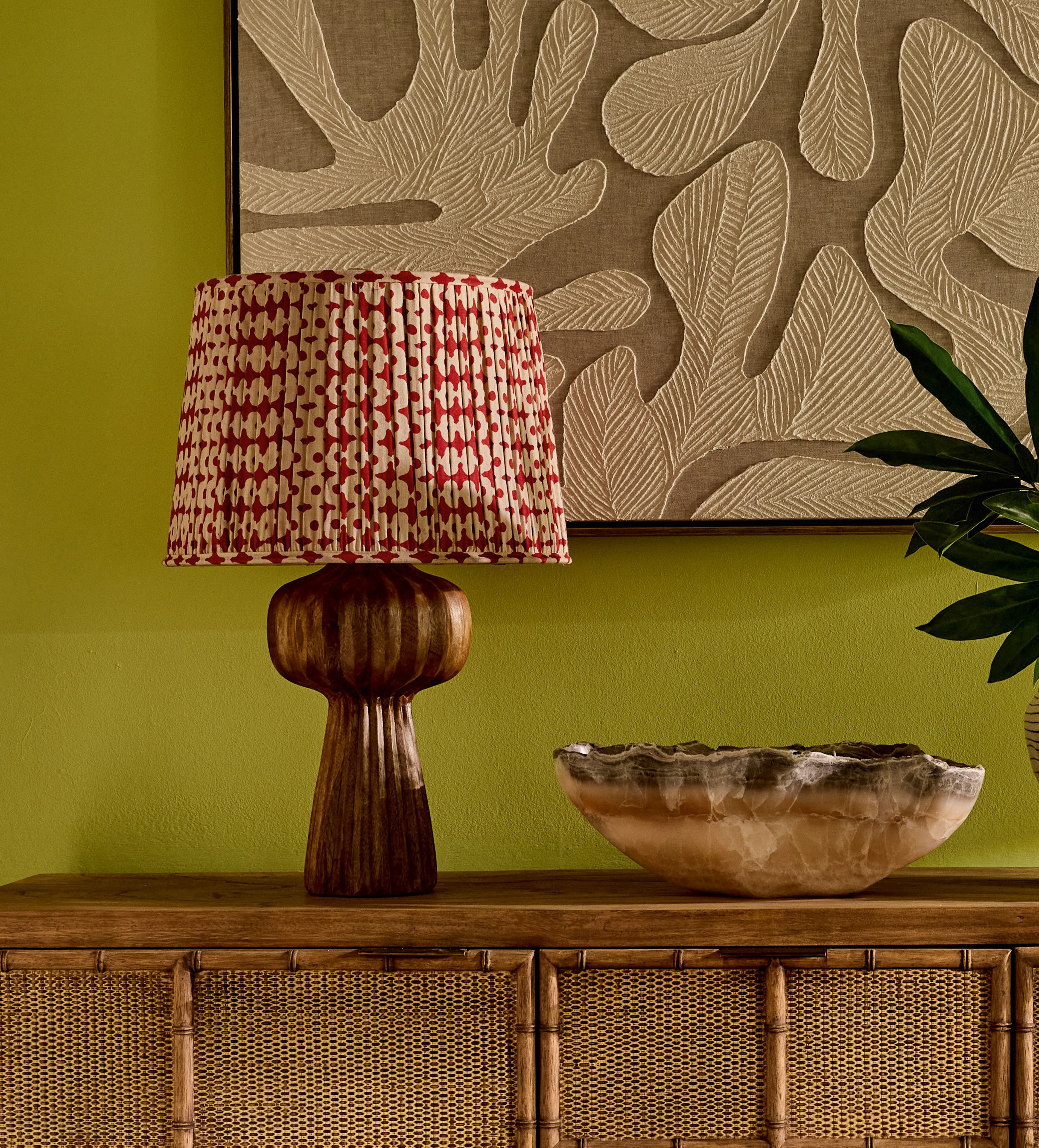 45cm Pleated Lampshade - Red Madder, Silk product