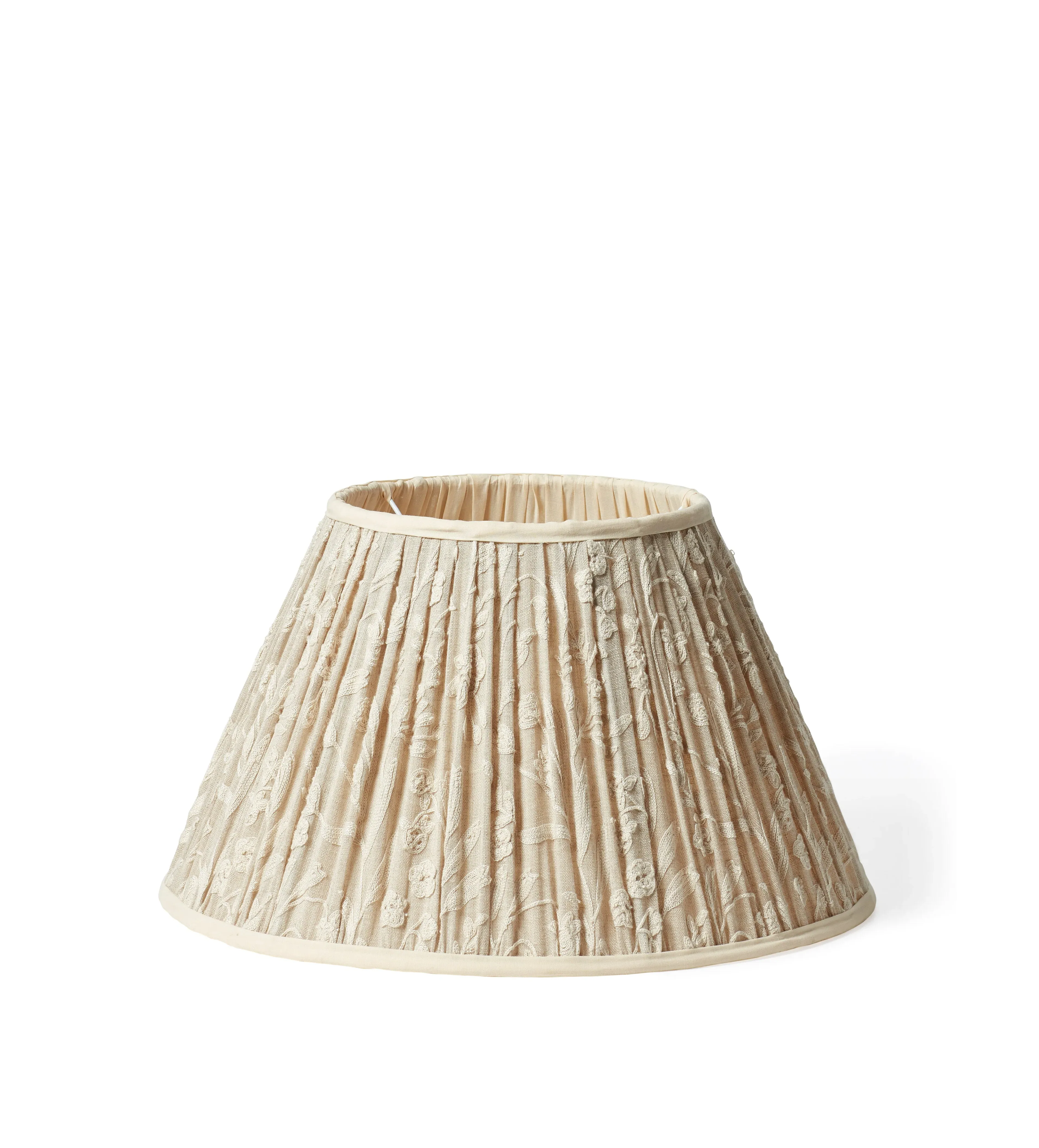 Merian Embroidered Pleated Lampshade - Natural, Linen alternate view