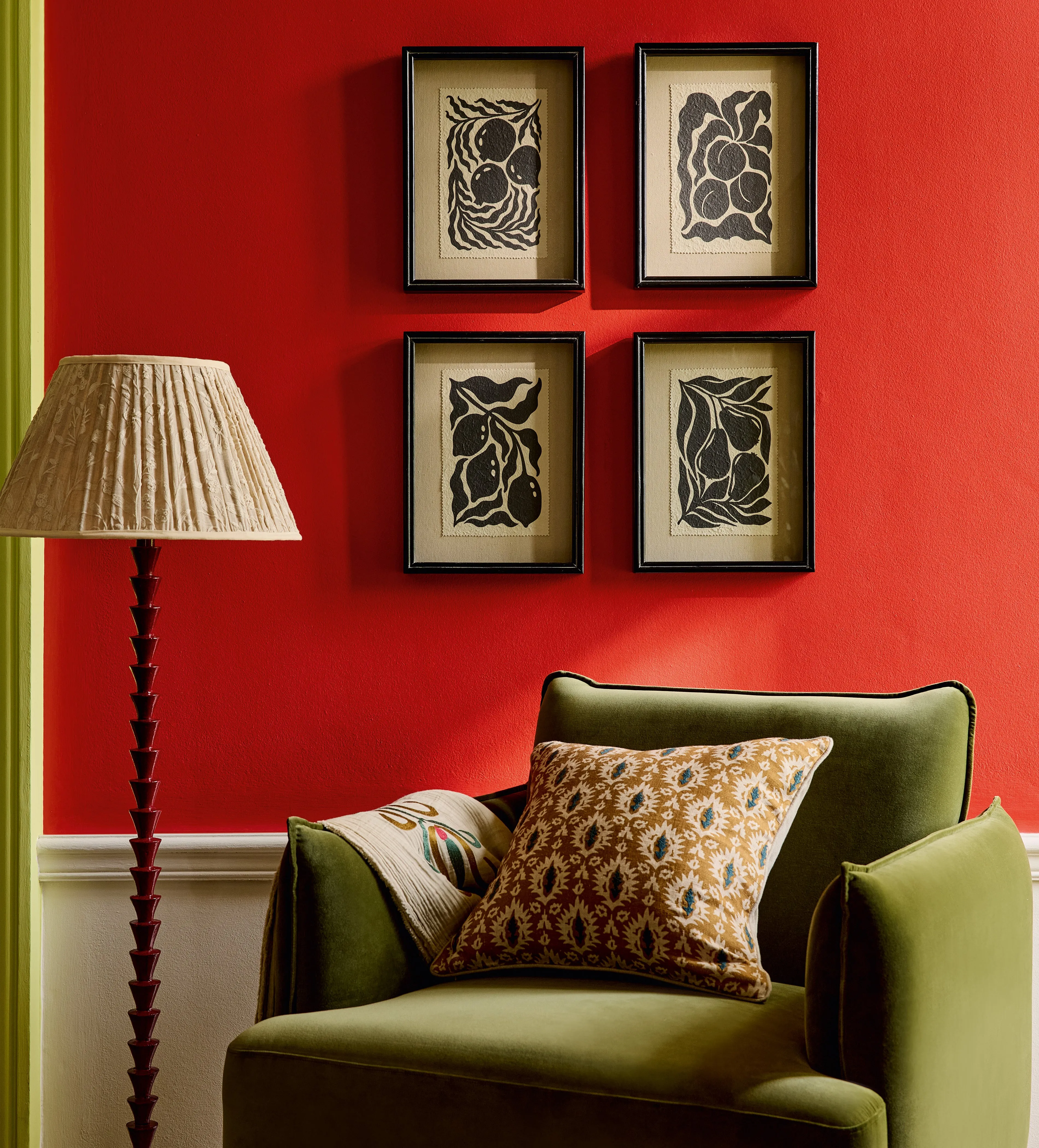 Merian Embroidered Pleated Lampshade - Natural, Linen product
