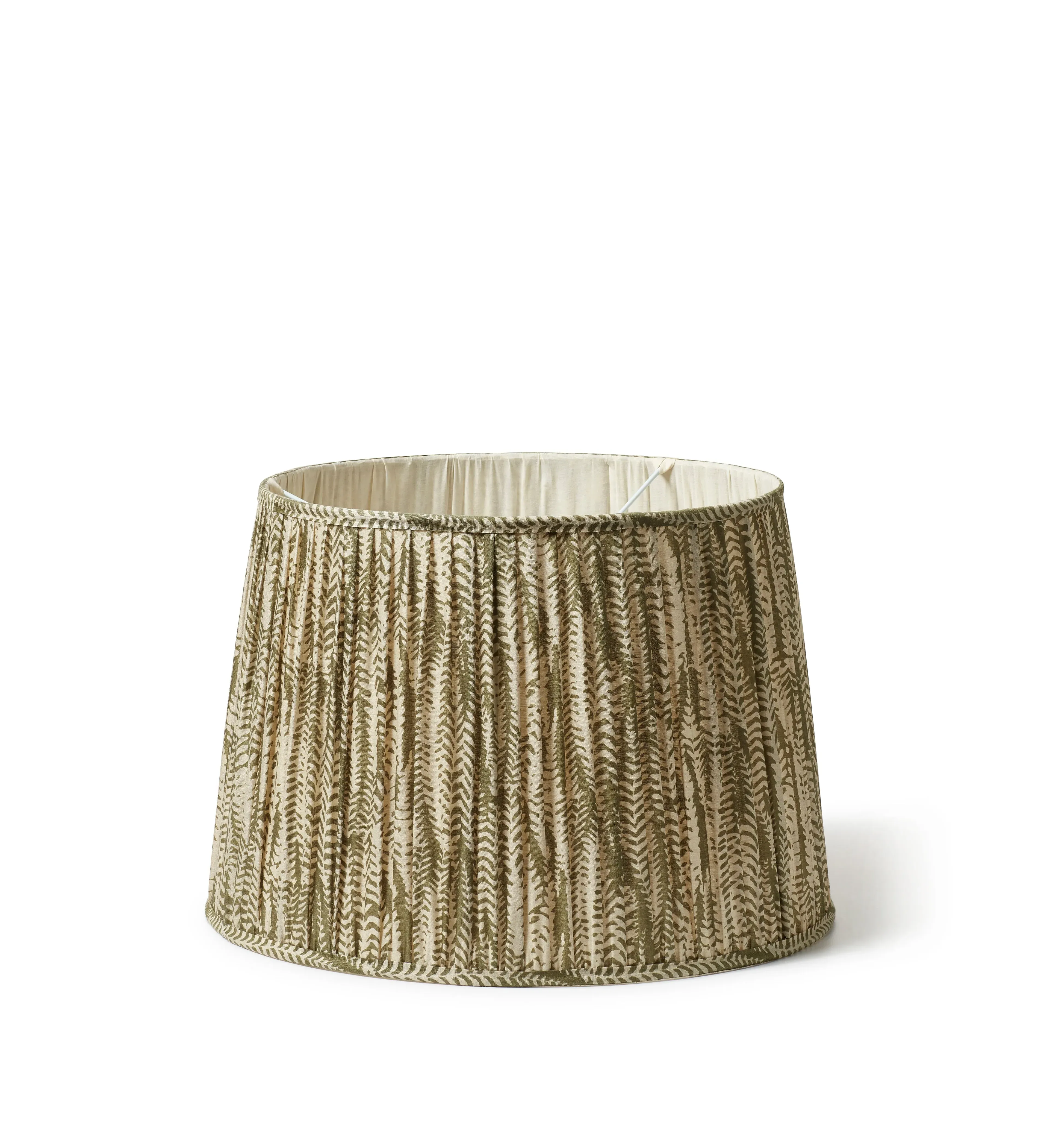 50cm Pleated Lampshade with Fern Print - Grey Green by OKA, image 2