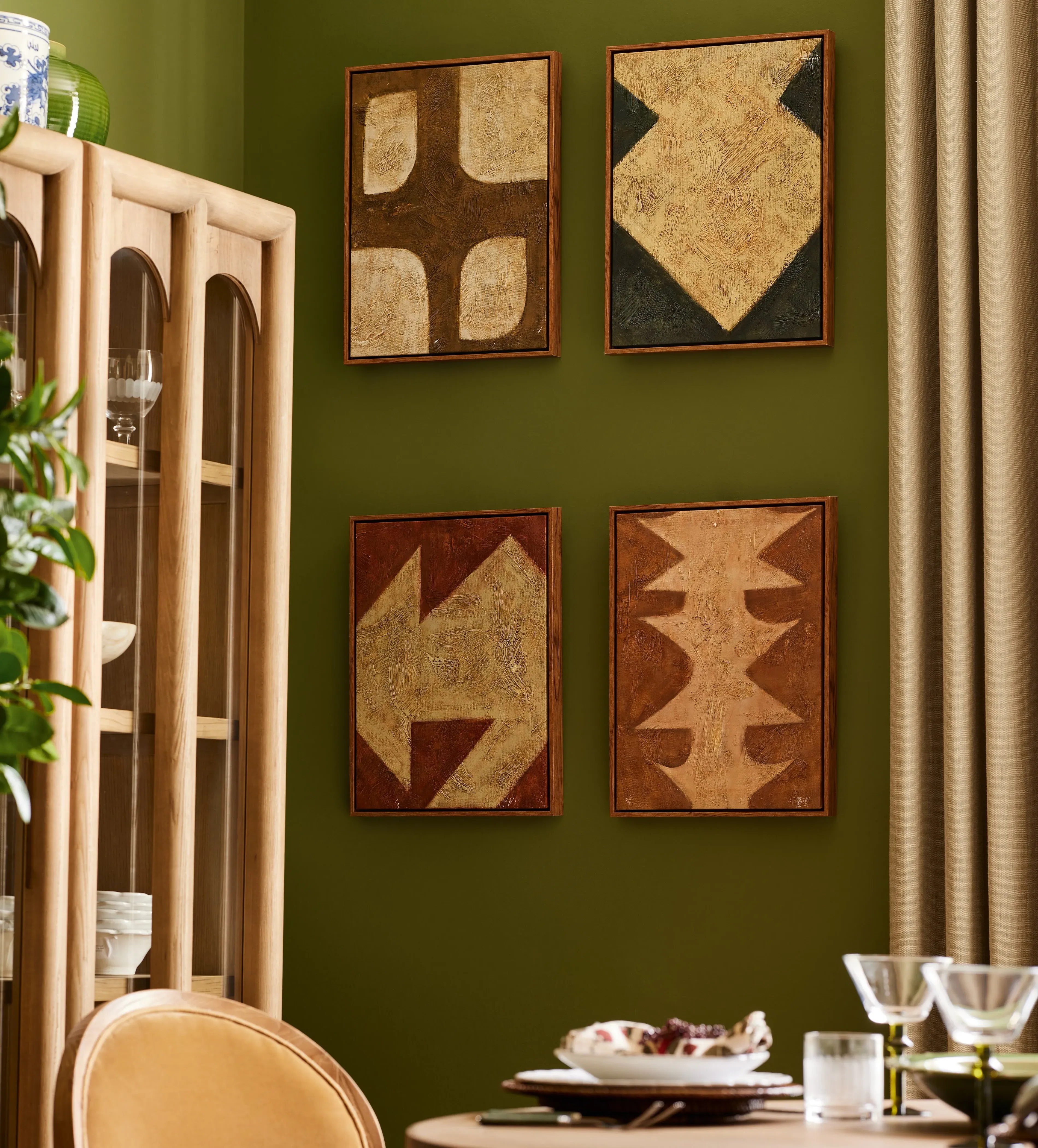 Abstrato Hand-Painted Wall Art Set of Four - Multi product
