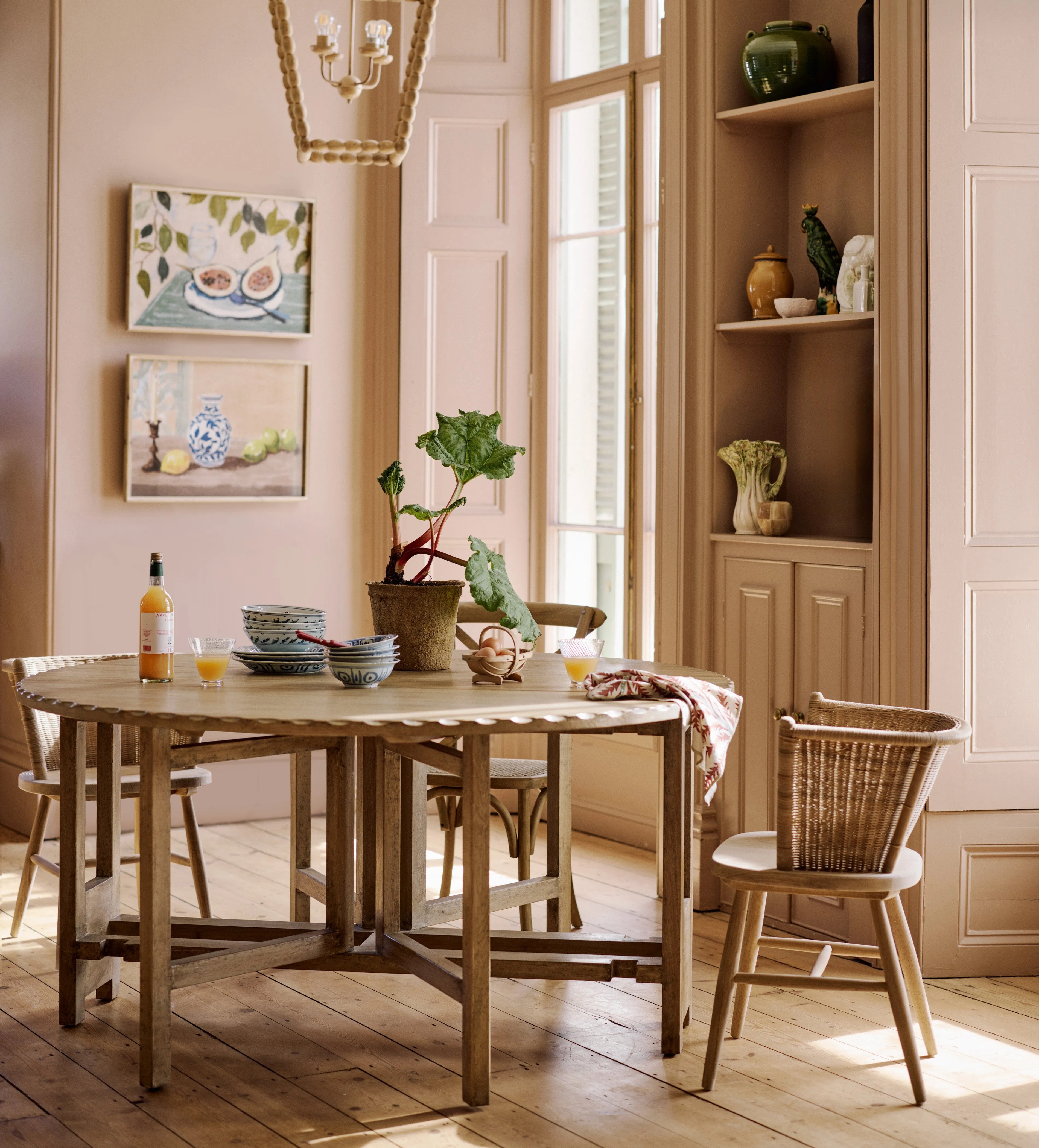 Aderyn Drop-Leaf Dining Table - Aged Elm by OKA
