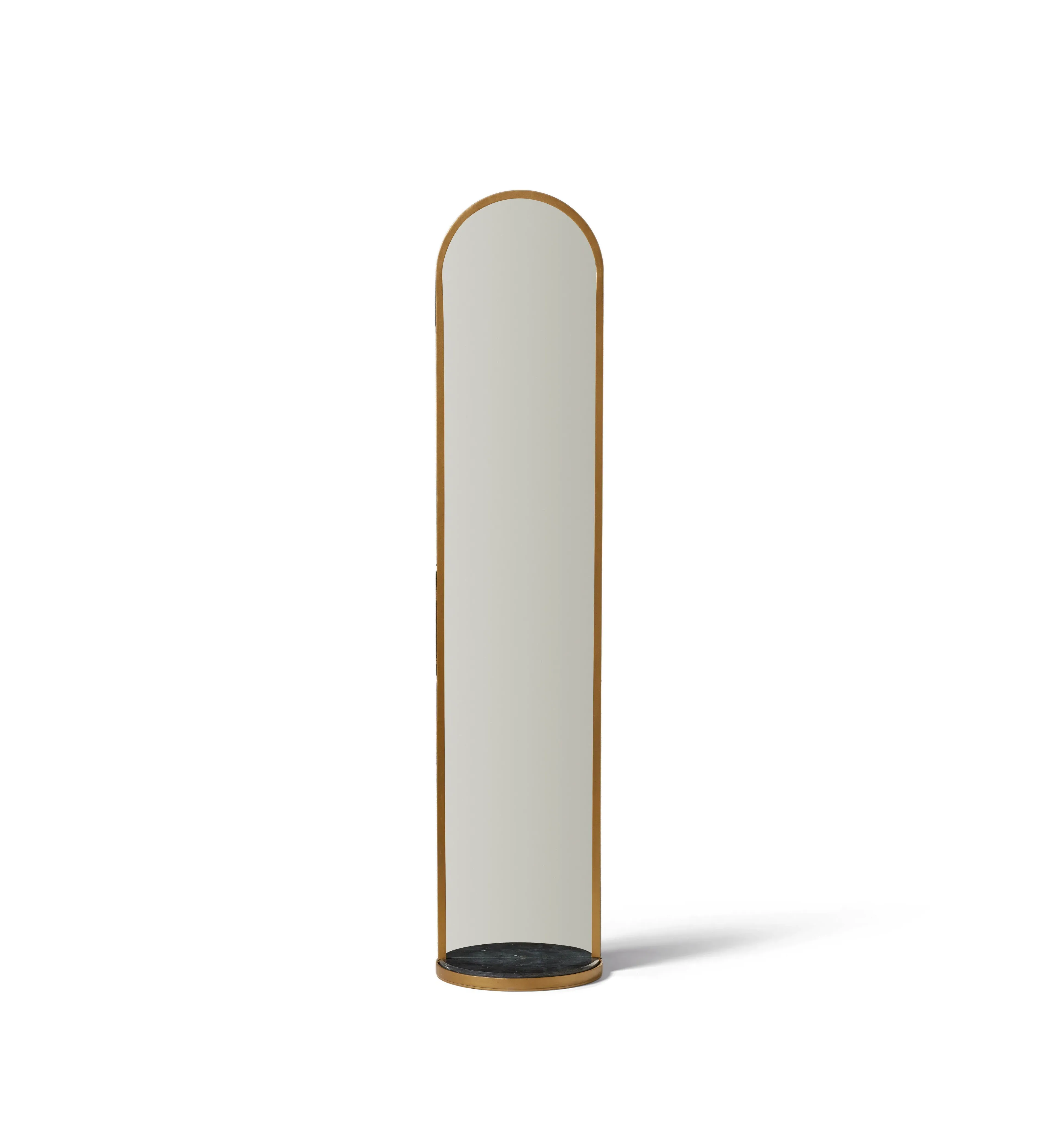 Arched Standing Mirror with Storage - Marble, Brass alternate view
