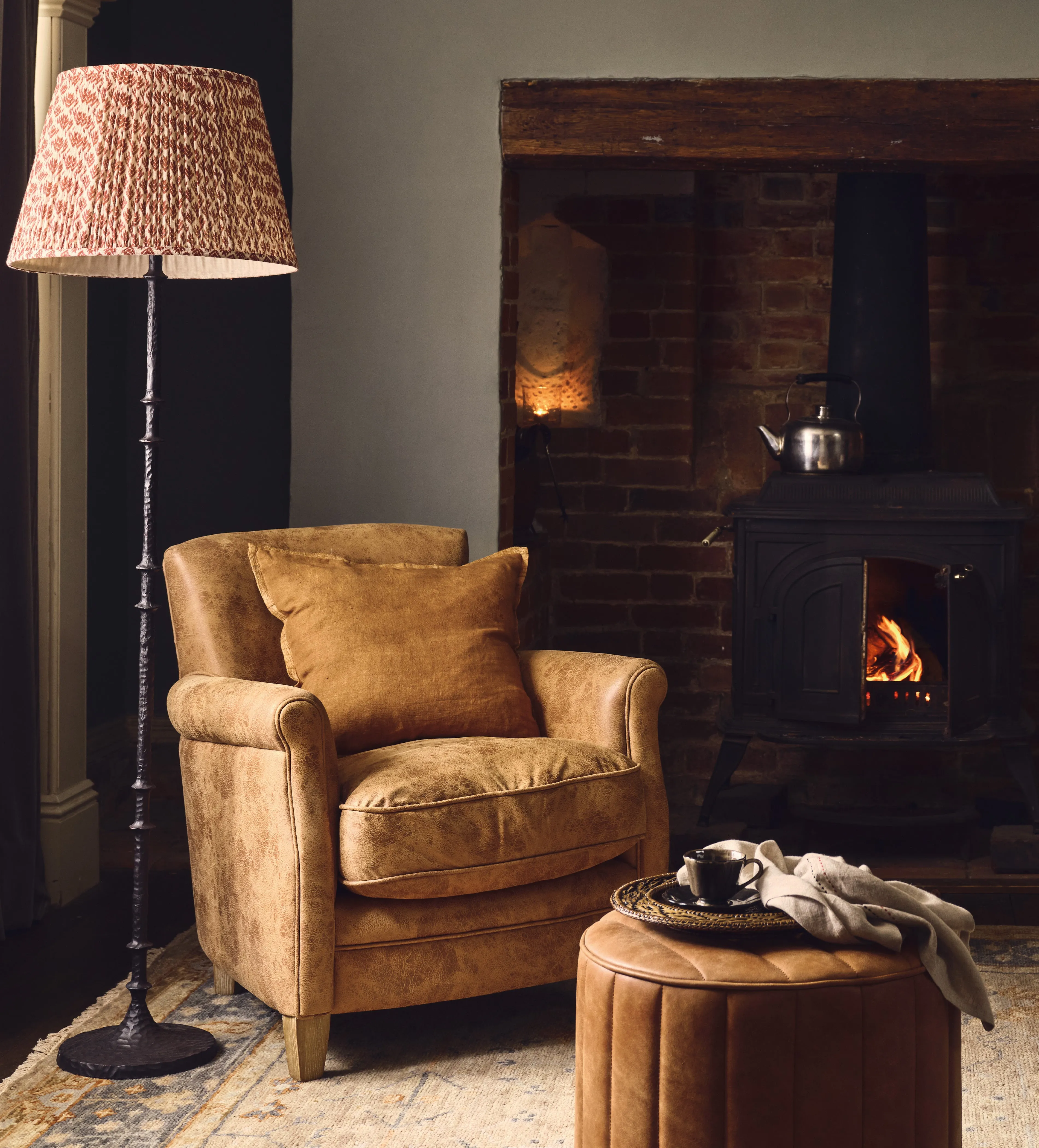 Archibald Cushion Cover with Silk Flange - Terracotta, Linen product
