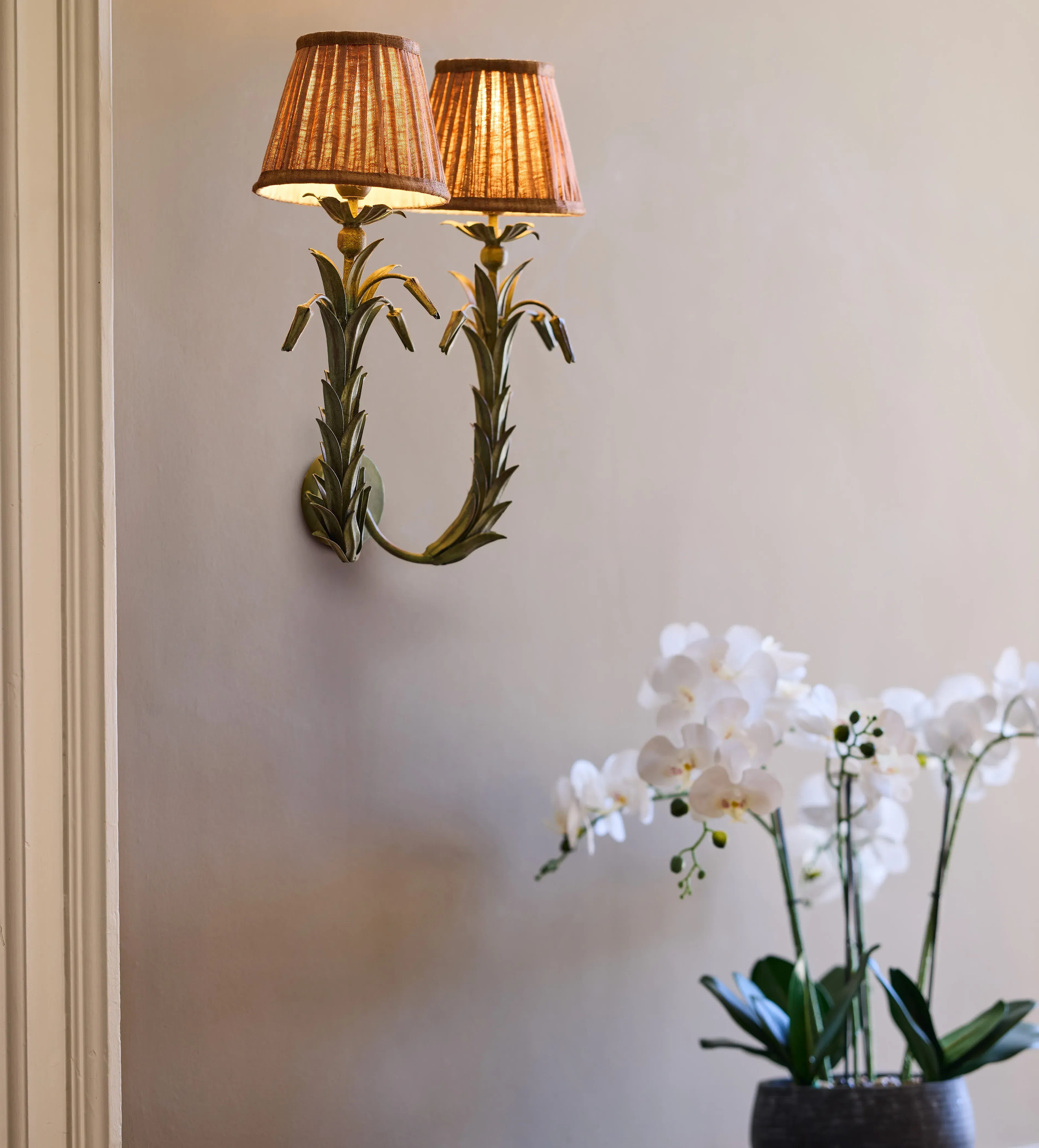 Archibald Pleated Lampshade 17cm - Apricot, Linen by OKA