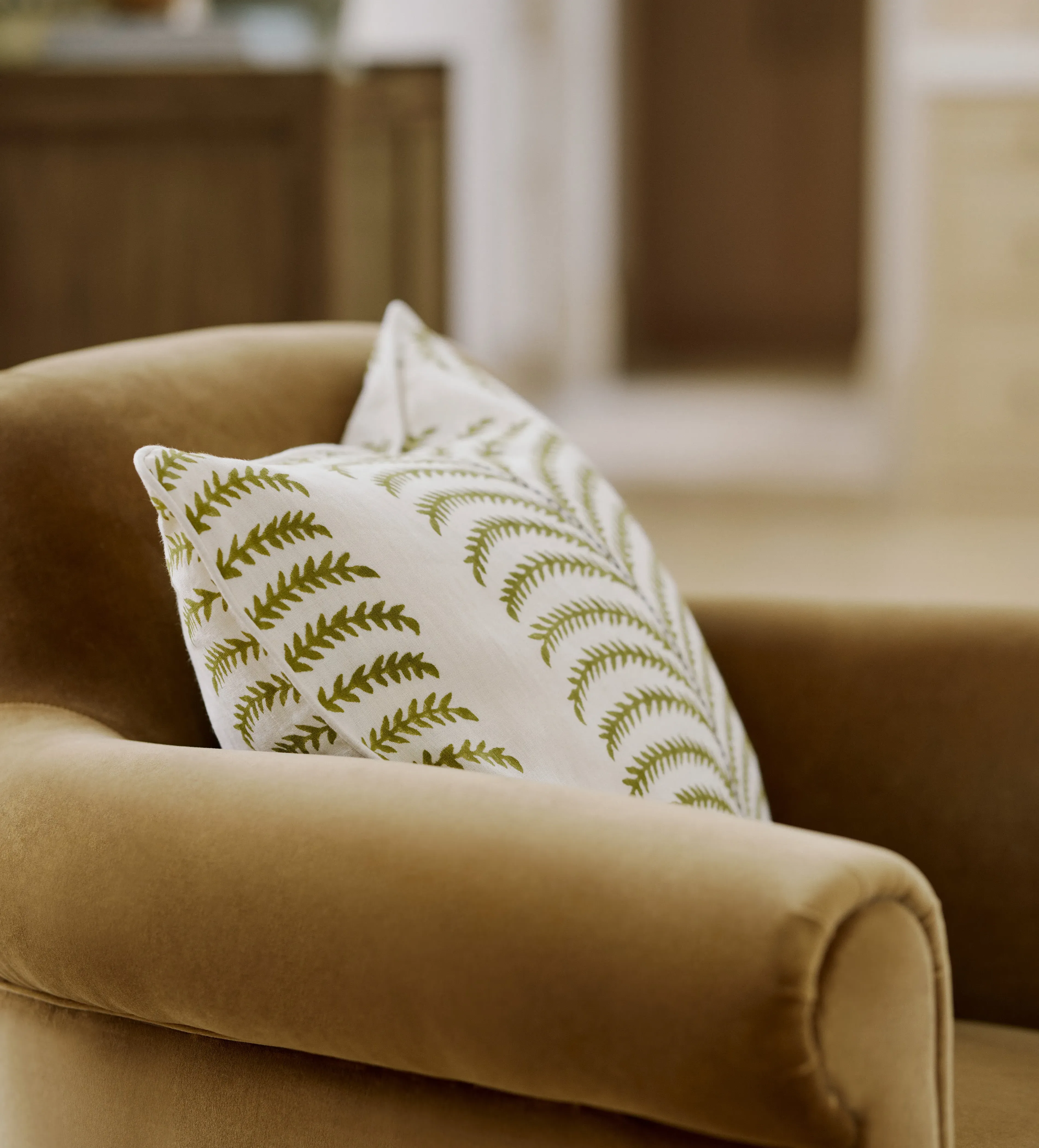 Areca Cushion Cover - Dirty Lime, Linen product