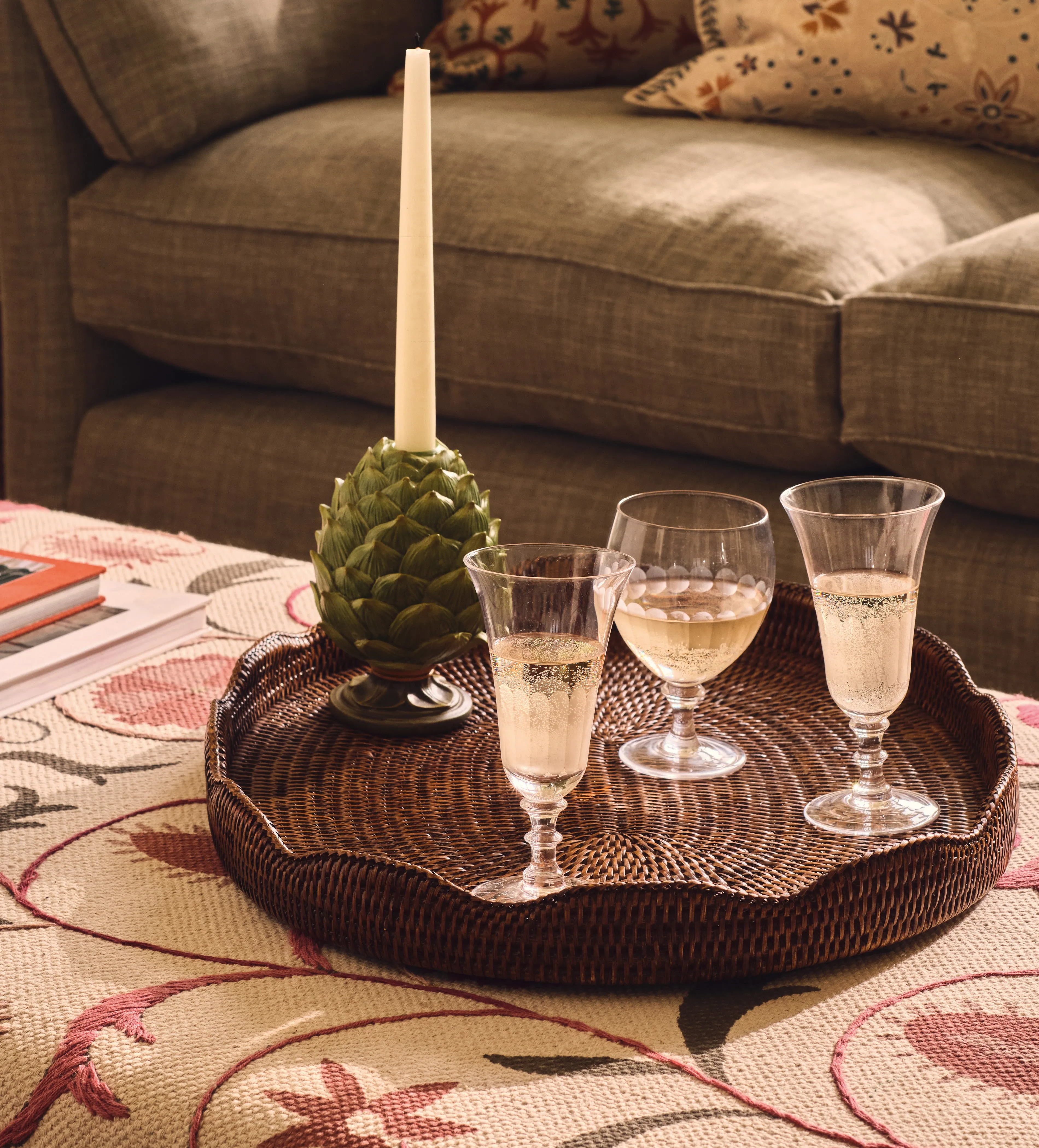 Chianti Artichoke Taper Candle Holder Pair - Green, Resin product