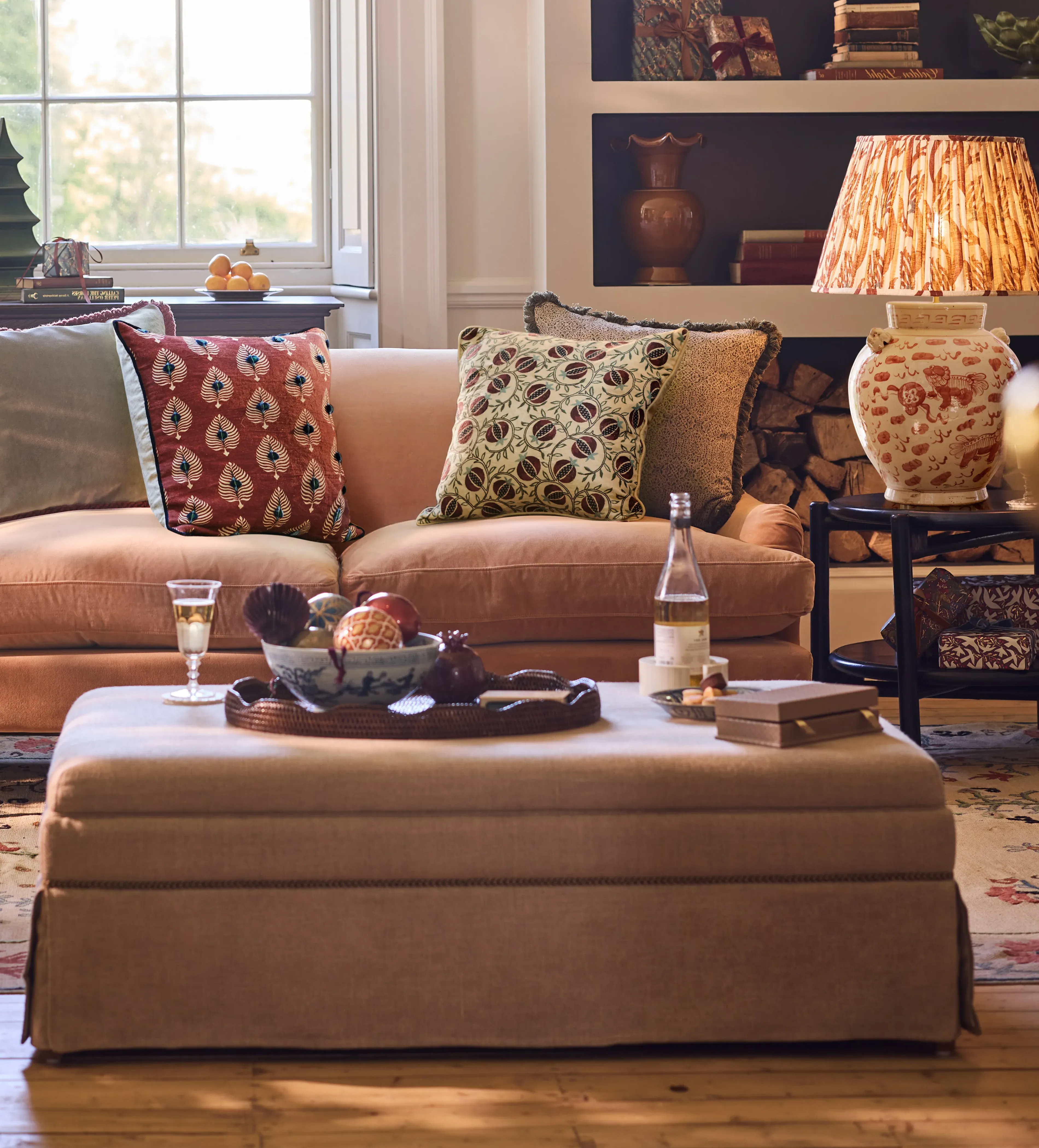 Aston Ottoman - Wild Oats Herringbone product