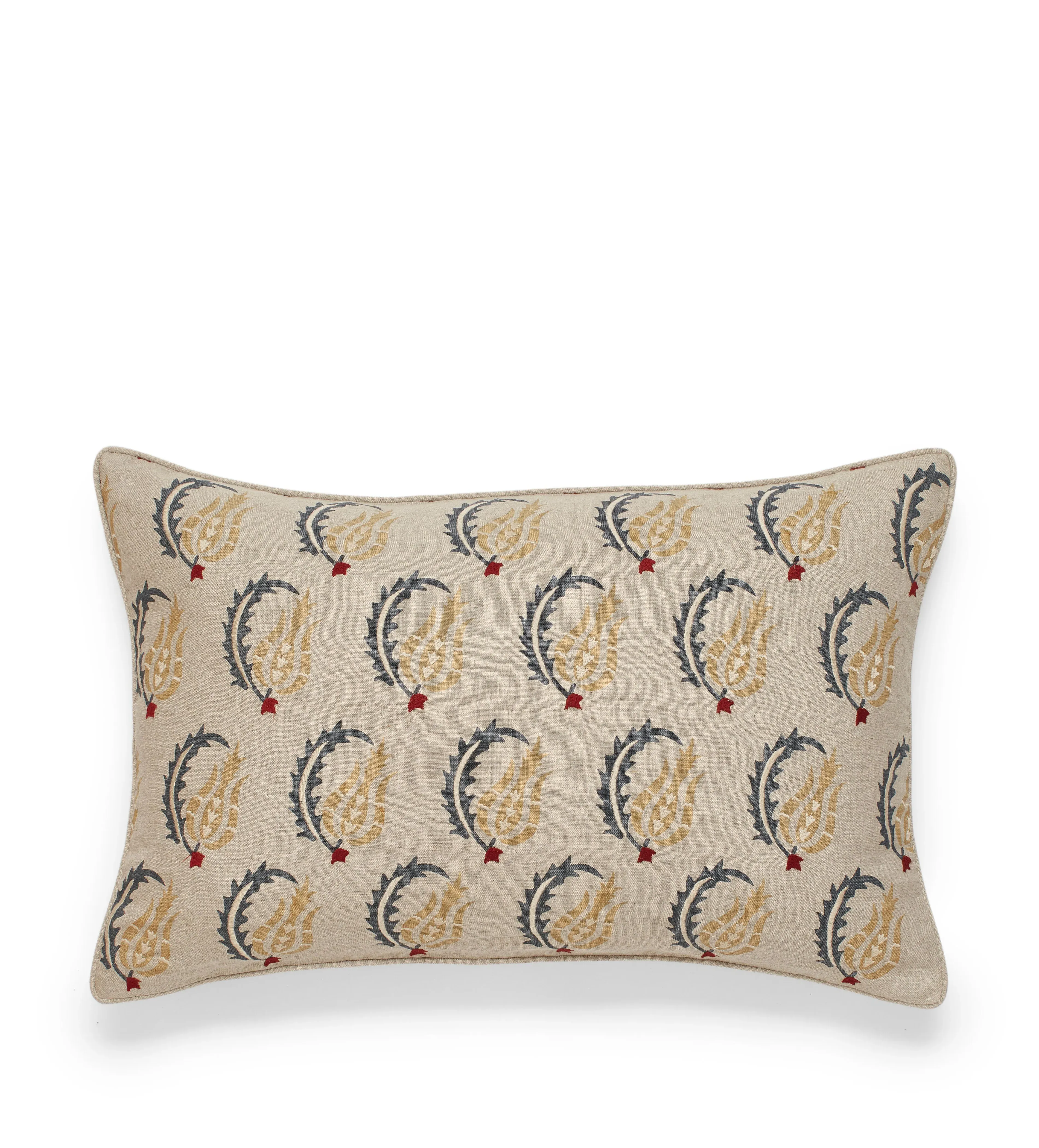 Babur Cushion Cover - Petrol/Ochre, Linen alternate view